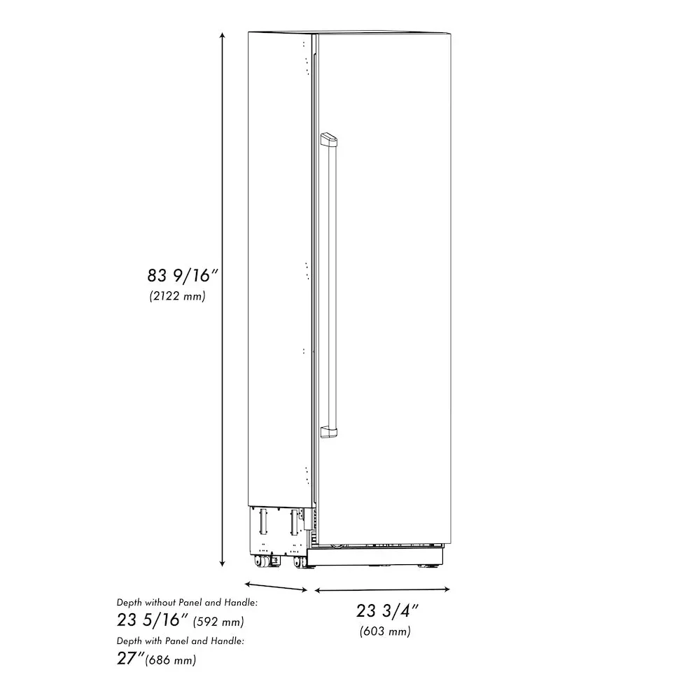 ZLINE 54-Inch Column 16.7 Cu. Ft. Refrigerator and 12.4 Cu. Ft. Freezer in Black Stainless Steel with Champagne Bronze Accent - Image 21