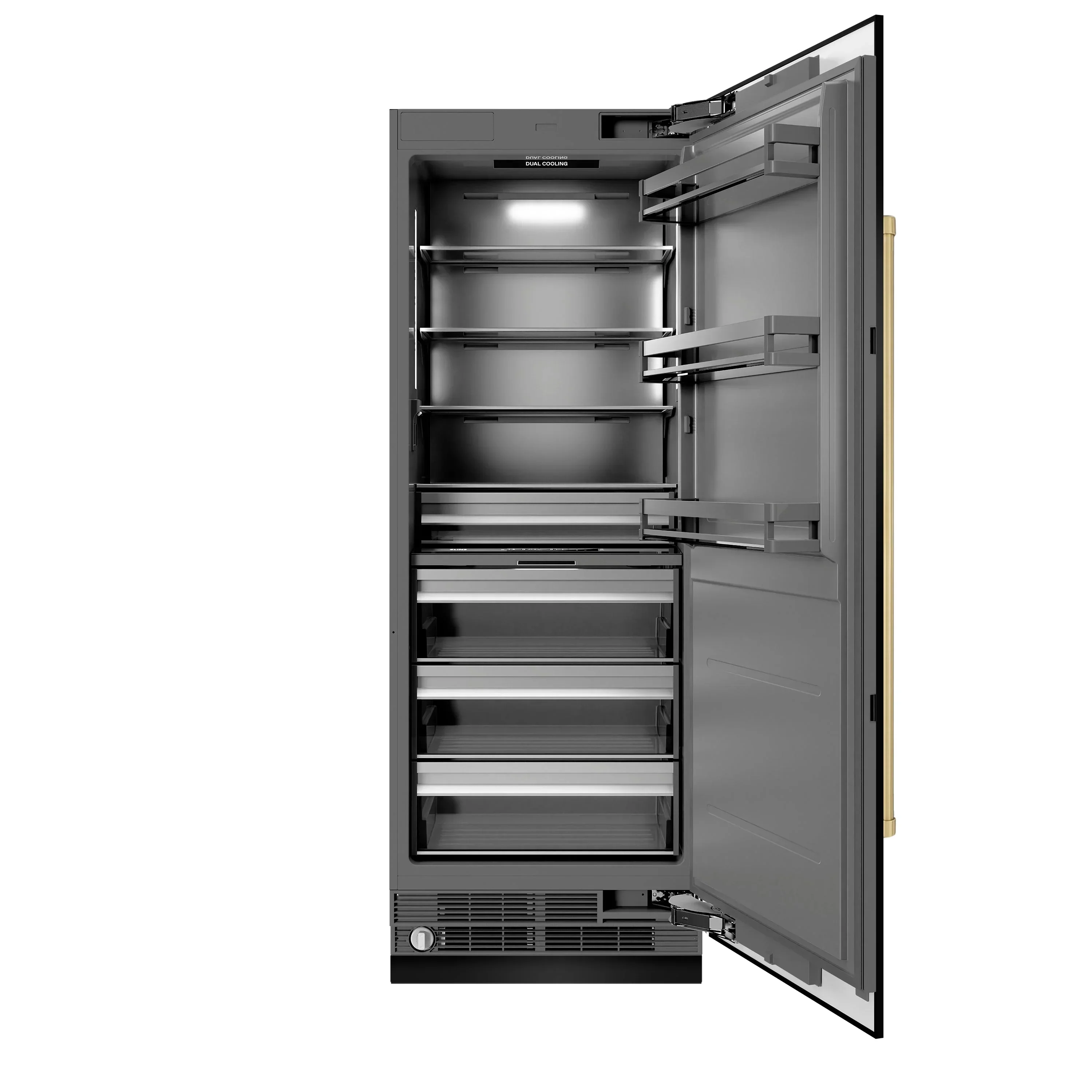 ZLINE 54-Inch Column 16.7 Cu. Ft. Refrigerator and 12.4 Cu. Ft. Freezer in Black Stainless Steel with Champagne Bronze Accent - Image 4