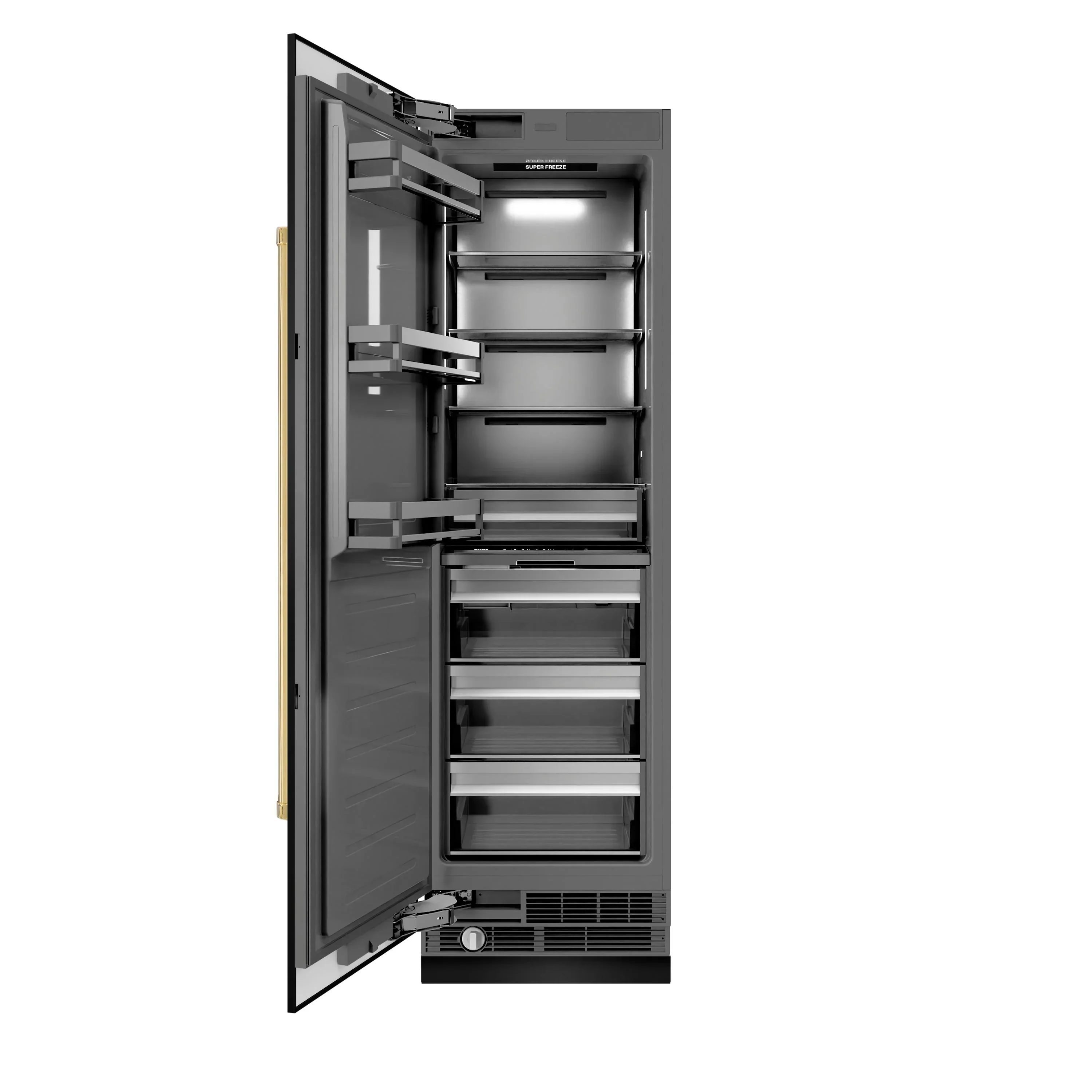 ZLINE 54-Inch Column 16.7 Cu. Ft. Refrigerator and 12.4 Cu. Ft. Freezer in Black Stainless Steel with Gold Accent - Image 14