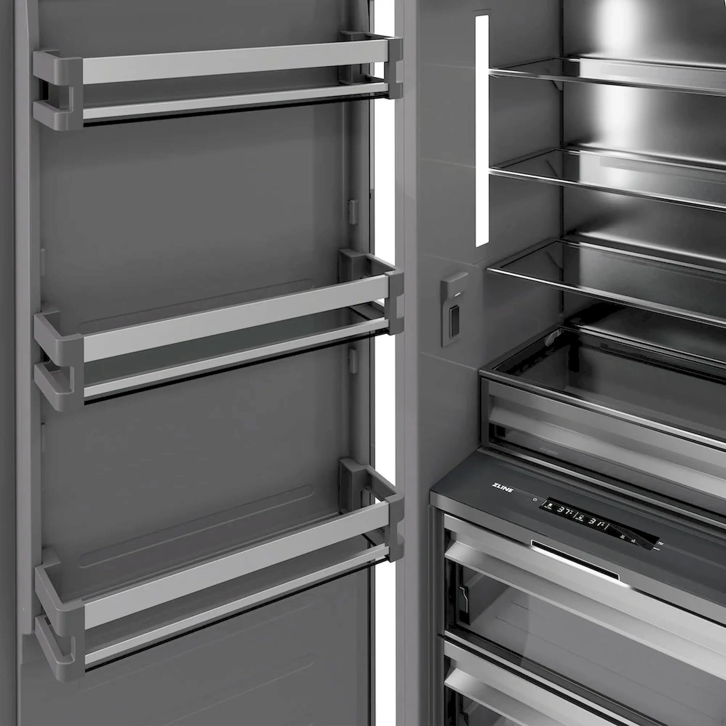 ZLINE 54-Inch Column 16.7 Cu. Ft. Refrigerator and 12.4 Cu. Ft. Freezer in Panel Ready with Champagne Bronze Accent - Image 11