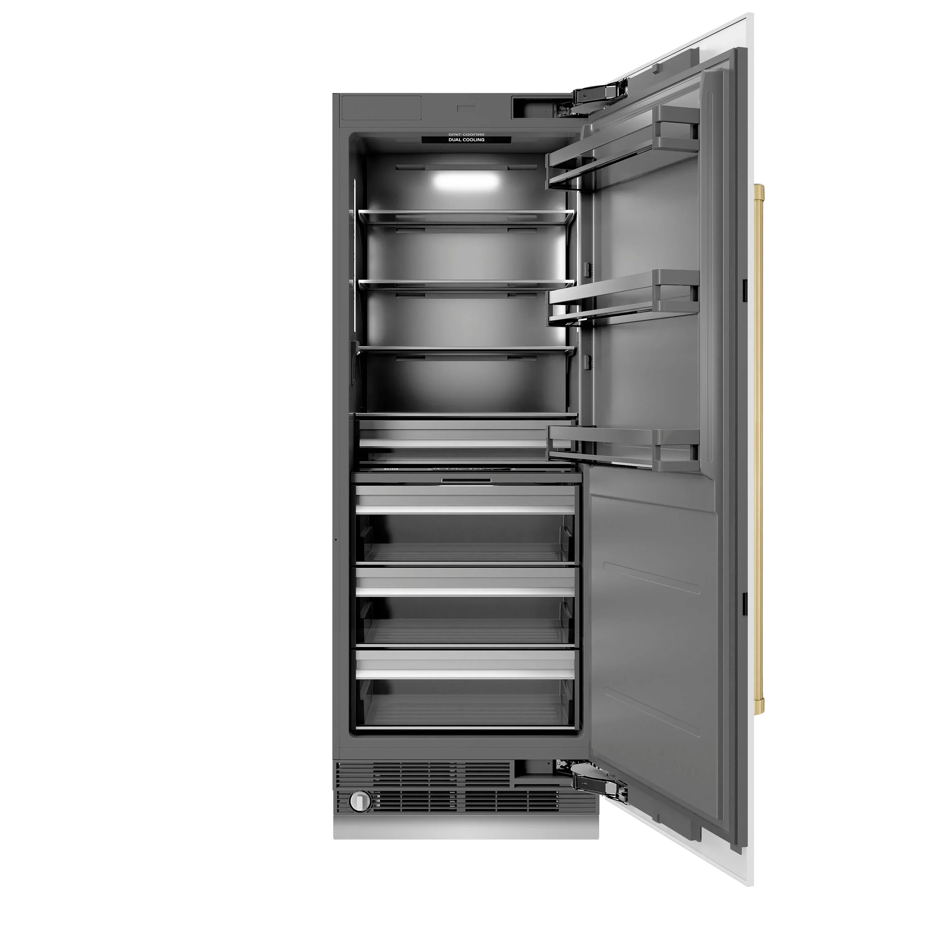 ZLINE 54-Inch Column 16.7 Cu. Ft. Refrigerator and 12.4 Cu. Ft. Freezer in White Matte with Bronze Accent - Image 3
