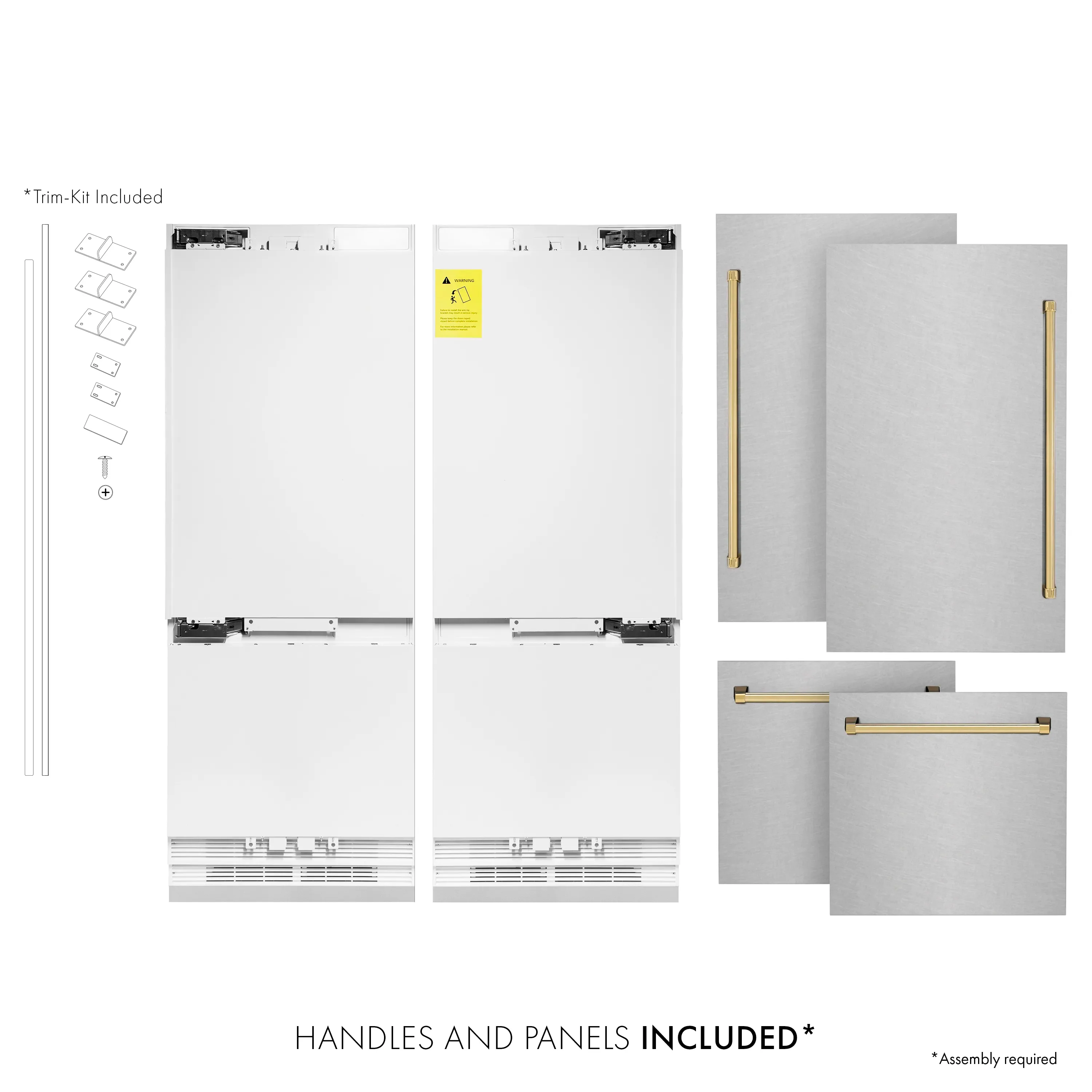 ZLINE 60-Inch Autograph Edition 32.2 cu. ft. Built-in 4-Door French Door Refrigerator with Internal Water and Ice Dispenser in Fingerprint Resistant Stainless Steel with Gold Accents (RBIVZ-SN-60-G) - Image 3