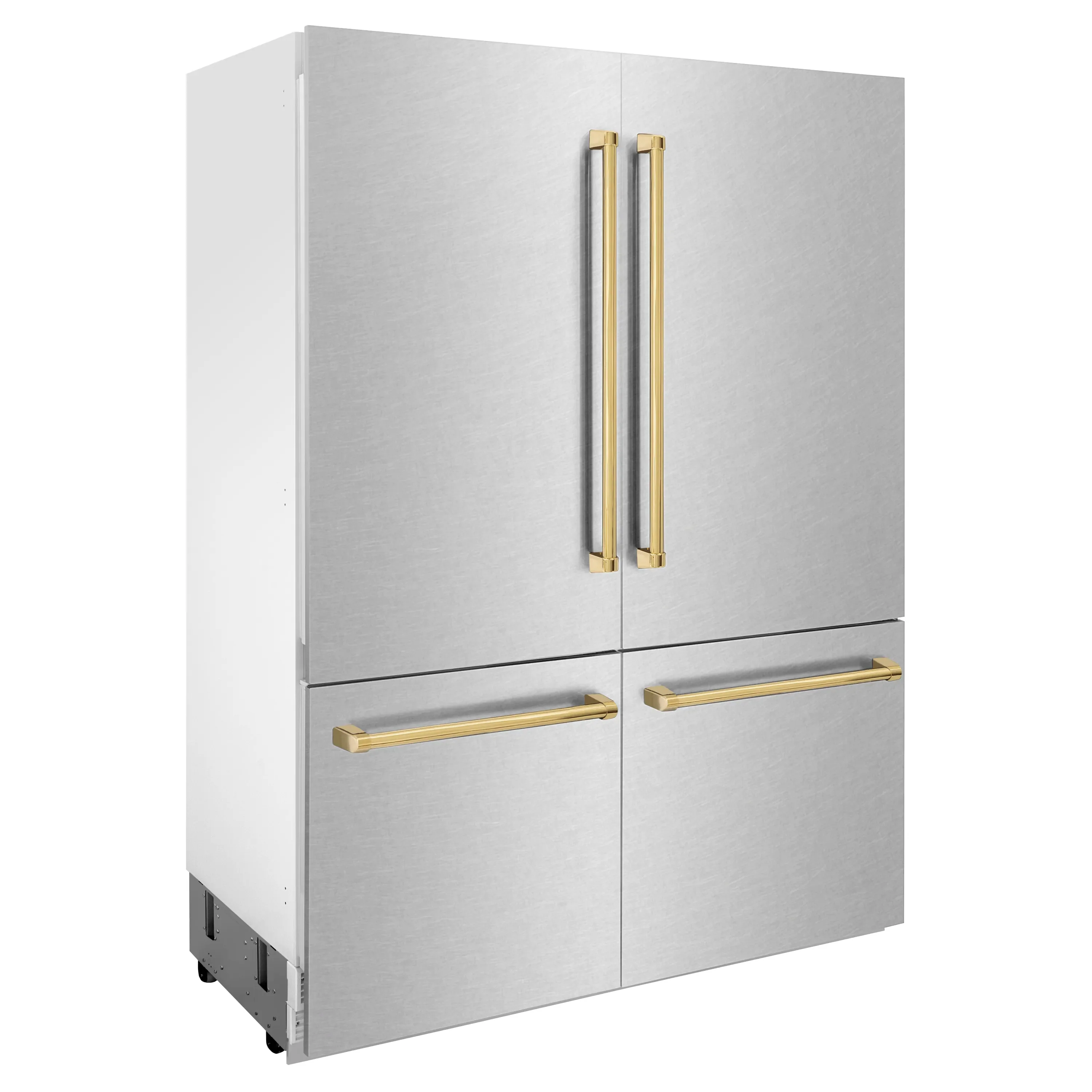 ZLINE 60-Inch Autograph Edition 32.2 cu. ft. Built-in 4-Door French Door Refrigerator with Internal Water and Ice Dispenser in Fingerprint Resistant Stainless Steel with Gold Accents (RBIVZ-SN-60-G) - Image 4
