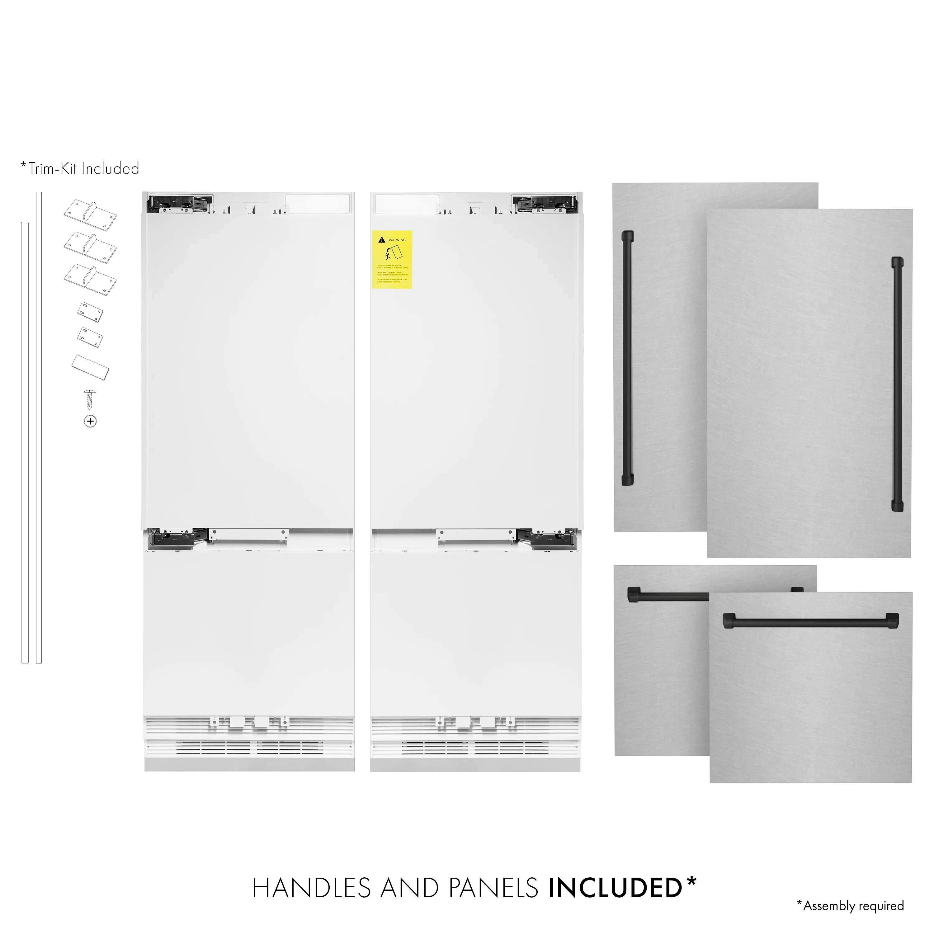 ZLINE 60-Inch Autograph Edition 32.2 cu. ft. Built-in 4-Door French Door Refrigerator with Internal Water and Ice Dispenser in Fingerprint Resistant Stainless Steel with Matte Black Accents (RBIVZ-SN-60-MB) - Image 3