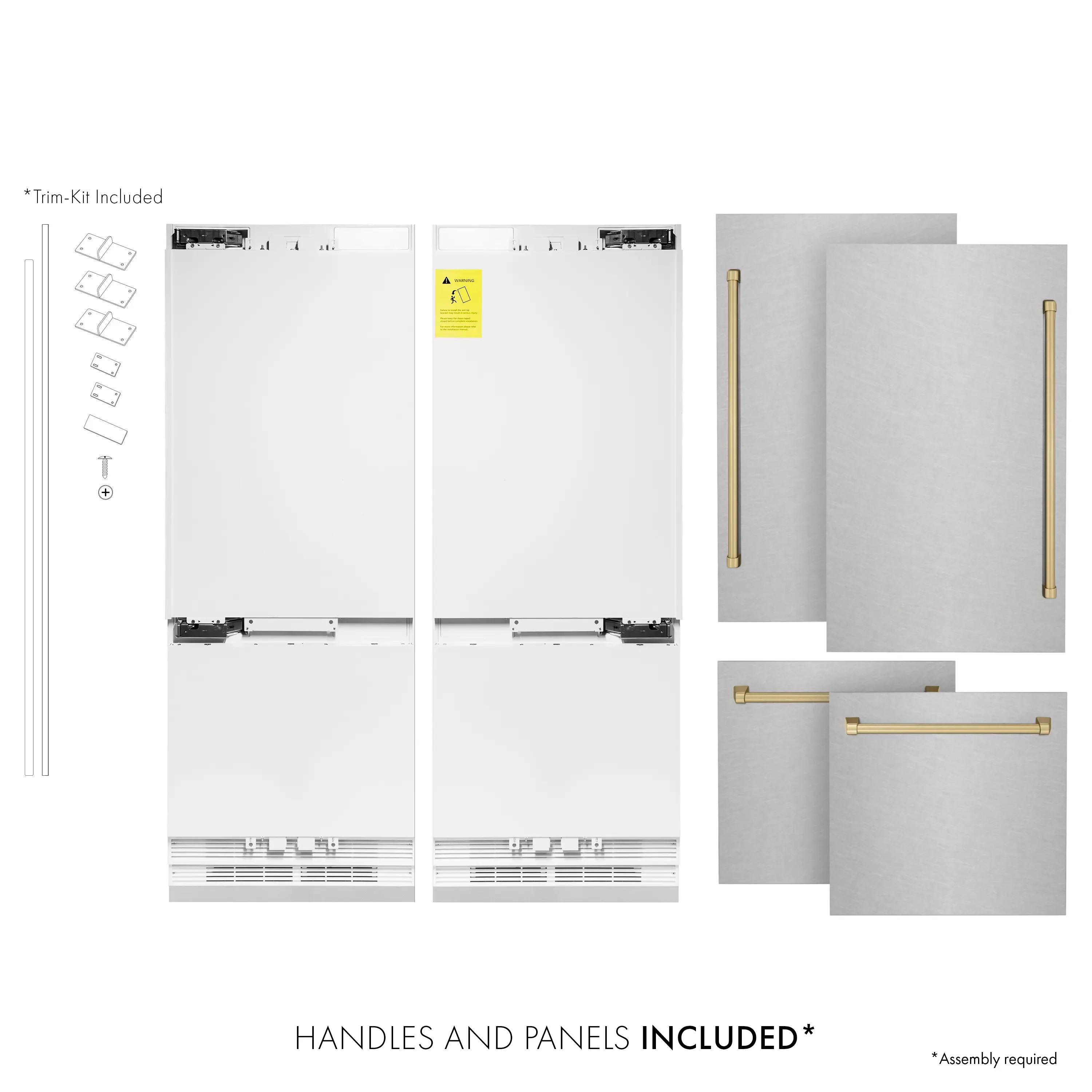 ZLINE 60-Inch Autograph Edition 32.2 cu. ft. Built-in 4-Door French Door Refrigerator with Internal Water and Ice Dispenser in Fingerprint Resistant Stainless Steel with Champagne Bronze Accents (RBIVZ-SN-60-CB) - Image 3