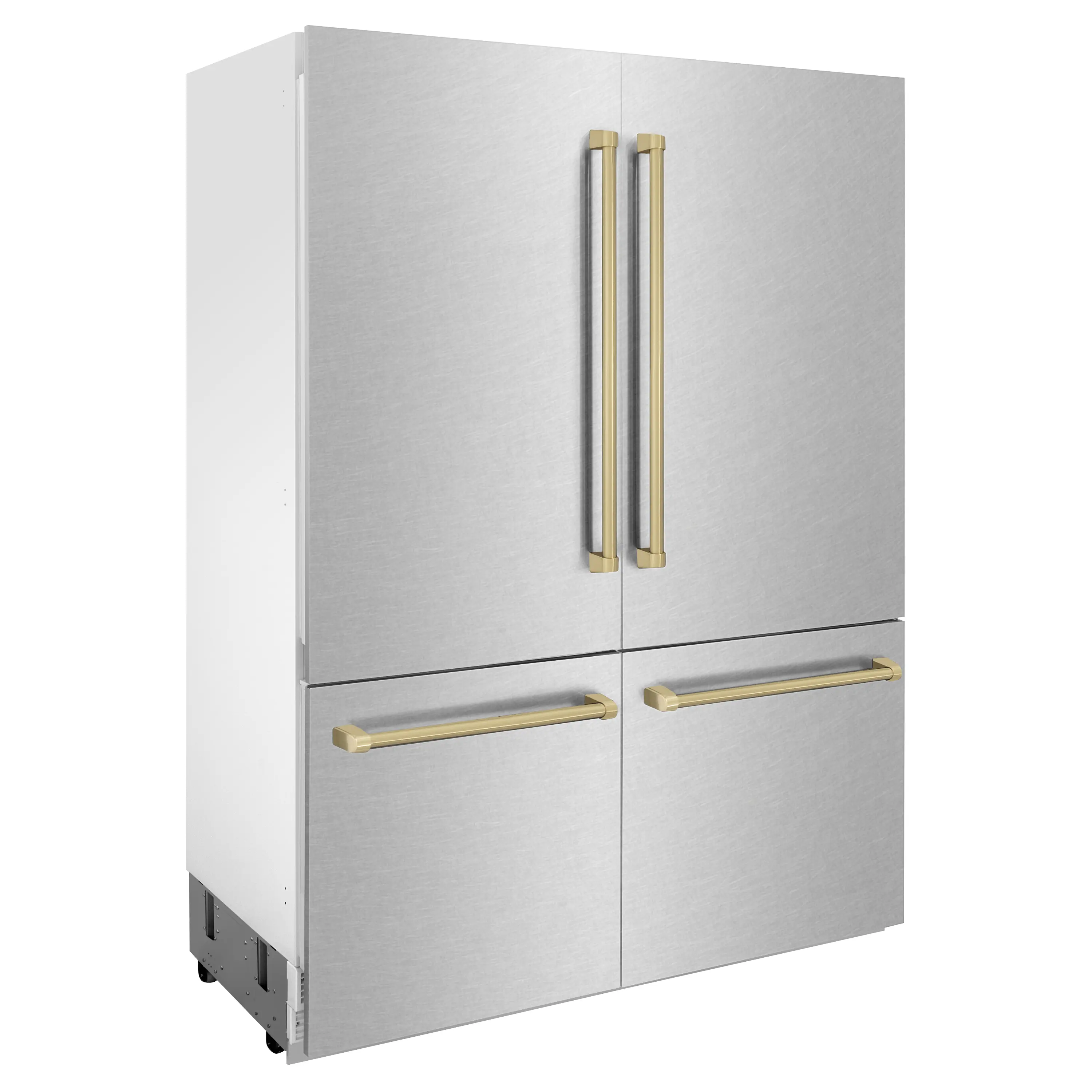 ZLINE 60-Inch Autograph Edition 32.2 cu. ft. Built-in 4-Door French Door Refrigerator with Internal Water and Ice Dispenser in Fingerprint Resistant Stainless Steel with Champagne Bronze Accents (RBIVZ-SN-60-CB) - Image 4