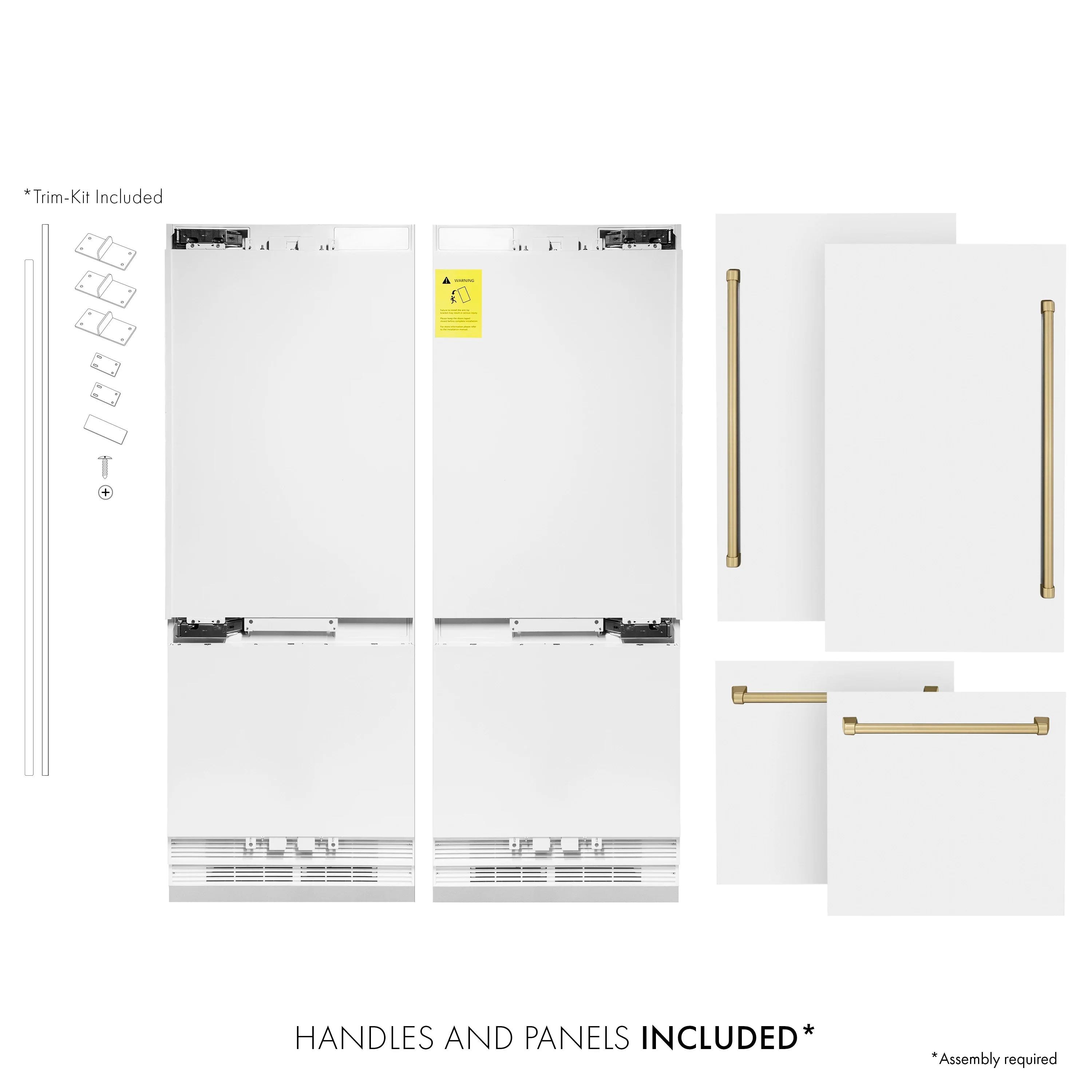 ZLINE 60-Inch Autograph Edition 32.2 cu. ft. Built-in 4-Door French Door Refrigerator with Internal Water and Ice Dispenser in White Matte with Champagne Bronze Accents (RBIVZ-WM-60-CB) - Image 3