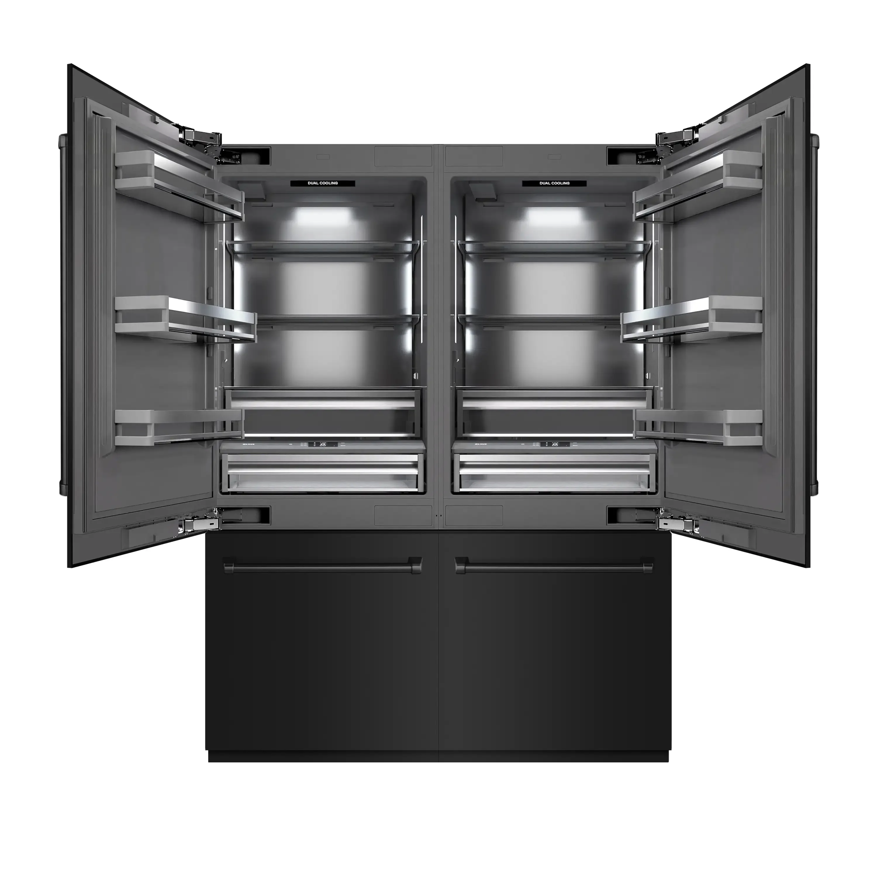 ZLINE 60-Inch 32.2 Cu. Ft. French Door Built-In Bottom Freezer Refrigerator with Water Dispensers and Ice Makers in Black Stainless Steel with Graphite Gray Interior (GRBIV-BS-60) - Image 2