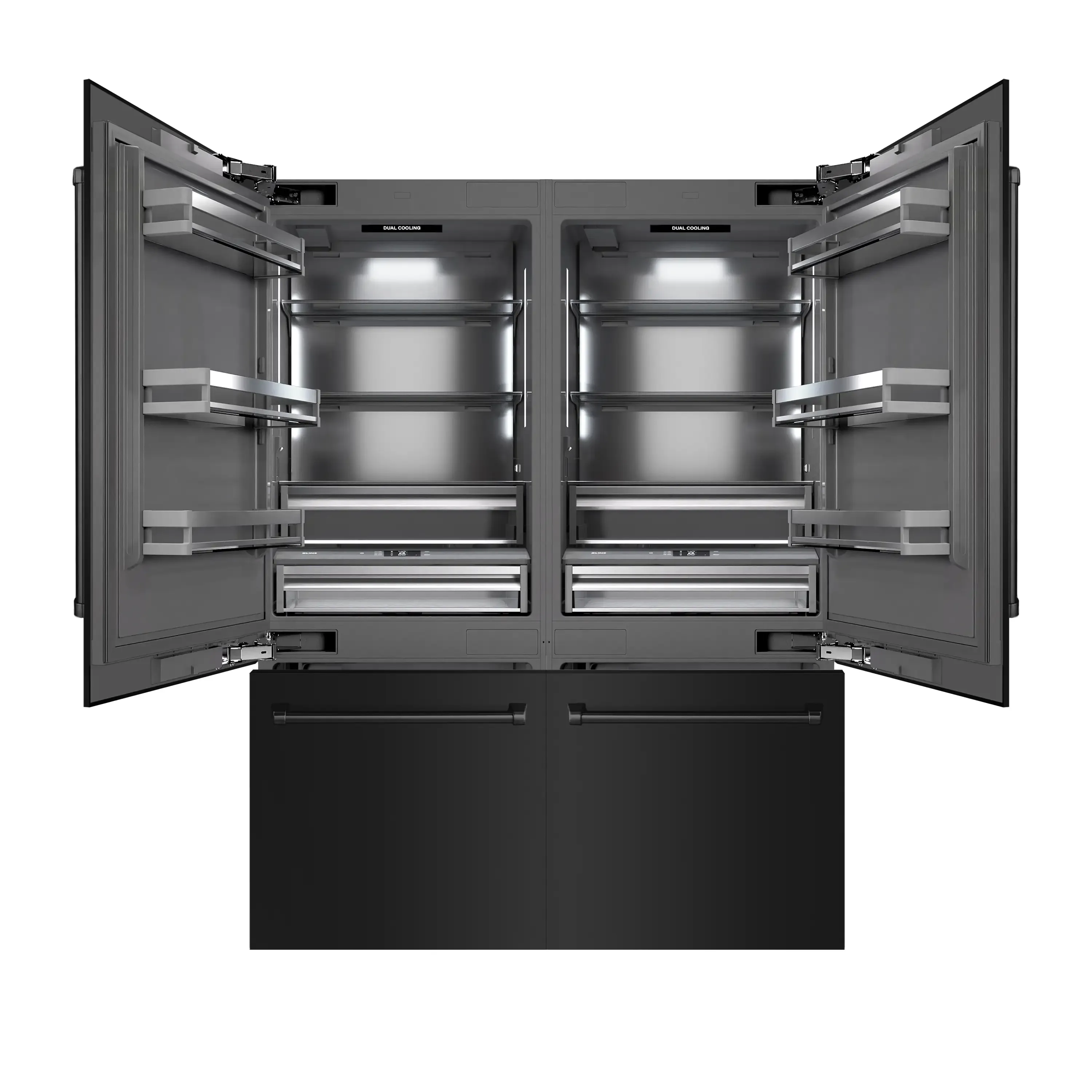 ZLINE 60-Inch 32.2 Cu. Ft. French Door Built-In Bottom Freezer Refrigerator with Water Dispensers and Ice Makers in Black Stainless Steel with Graphite Gray Interior (GRBIV-BS-60) - Image 3