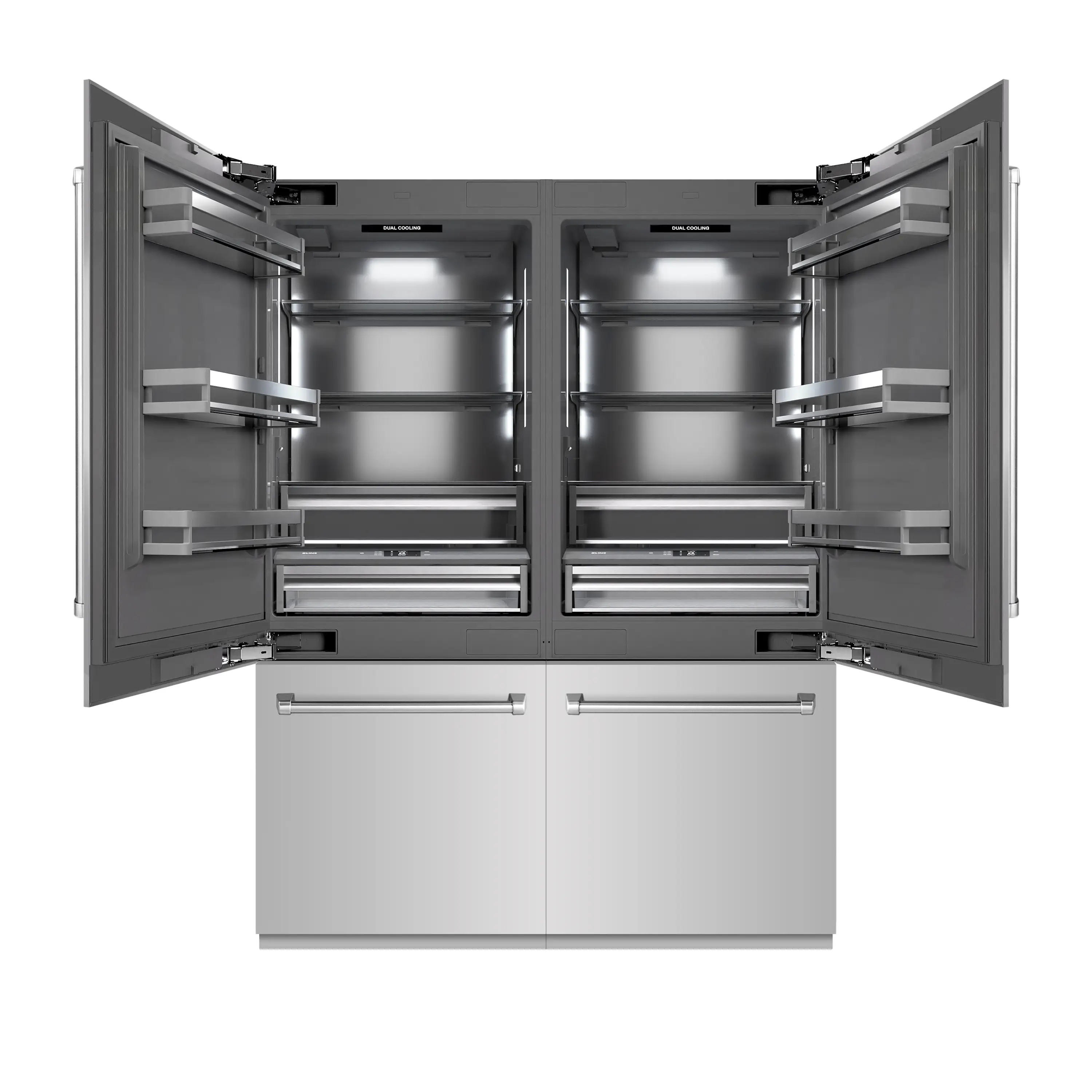 ZLINE 60-Inch 32.2 Cu. Ft. French Door Built-In Bottom Freezer Refrigerator with Water Dispensers and Ice Makers in Stainless Steel with Graphite Gray Interior (GRBIV-304-60) - Image 3