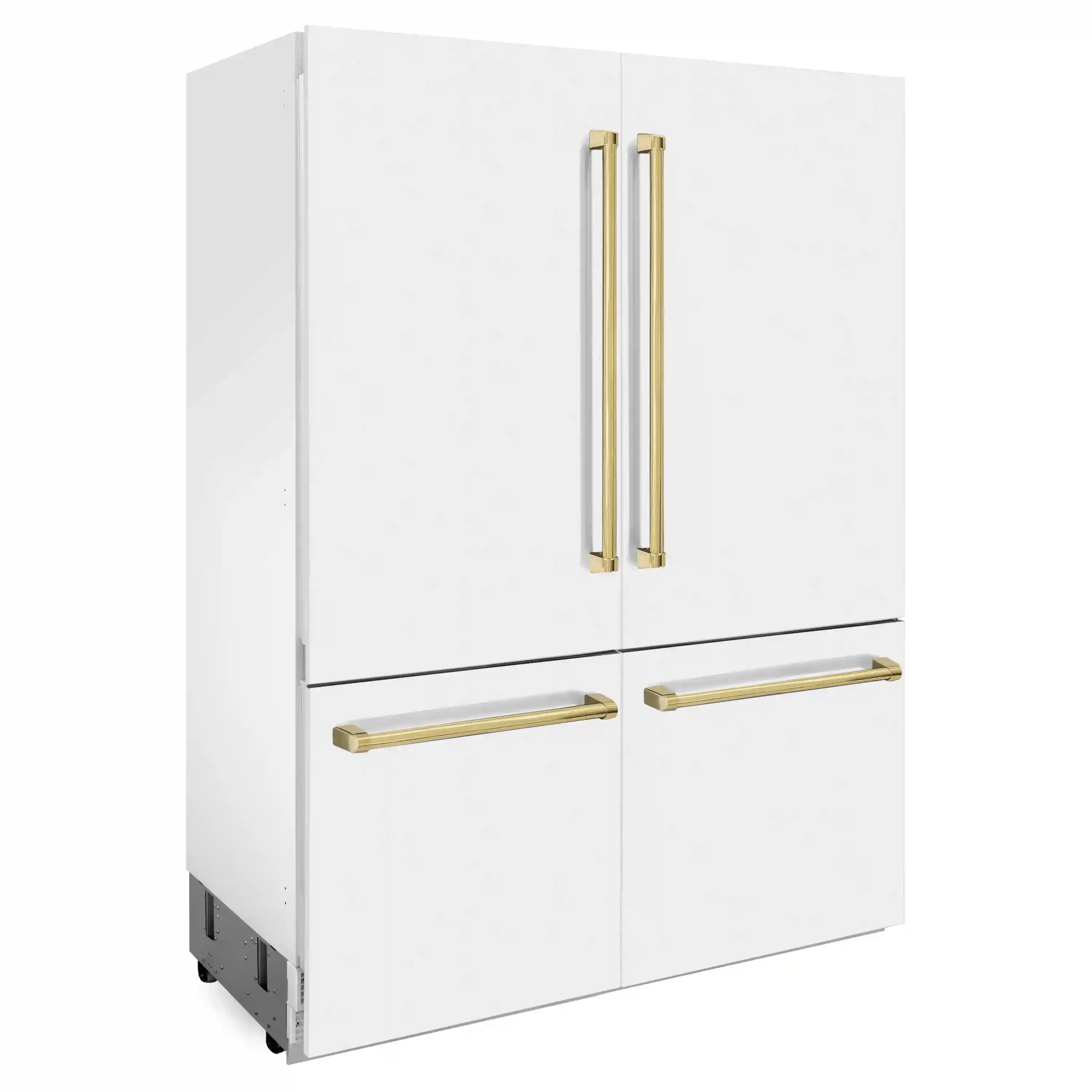 ZLINE 60-Inch Autograph Edition 32.2 cu. ft. Built-in 4-Door French Door Refrigerator with Internal Water and Ice Dispenser in White Matte with Gold Accents (RBIVZ-WM-60-G) - Image 6