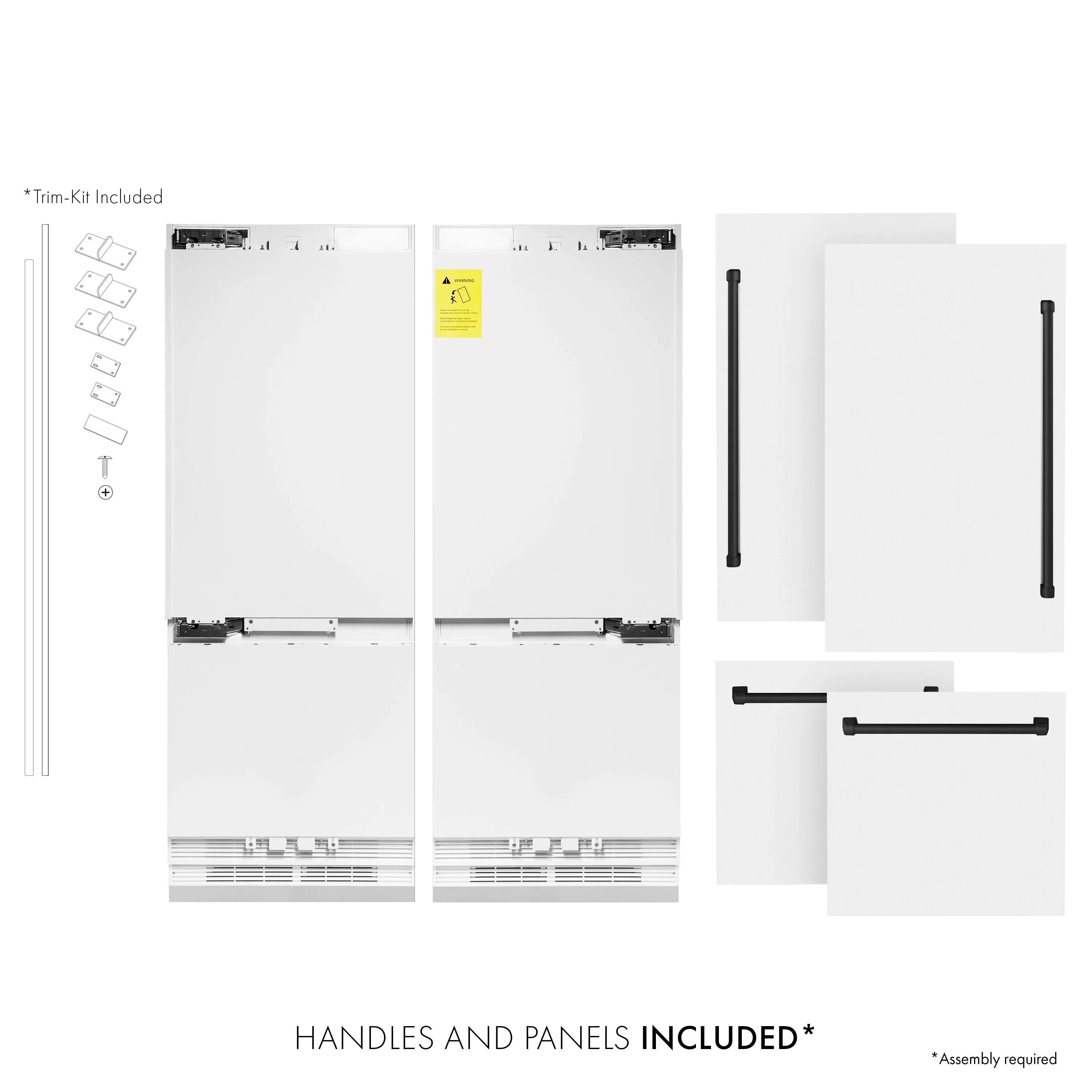 ZLINE 60-Inch Autograph Edition 32.2 cu. ft. Built-in 4-Door French Door Refrigerator with Internal Water and Ice Dispenser in White Matte with Matte Black Accents (RBIVZ-WM-60-MB) - Image 3