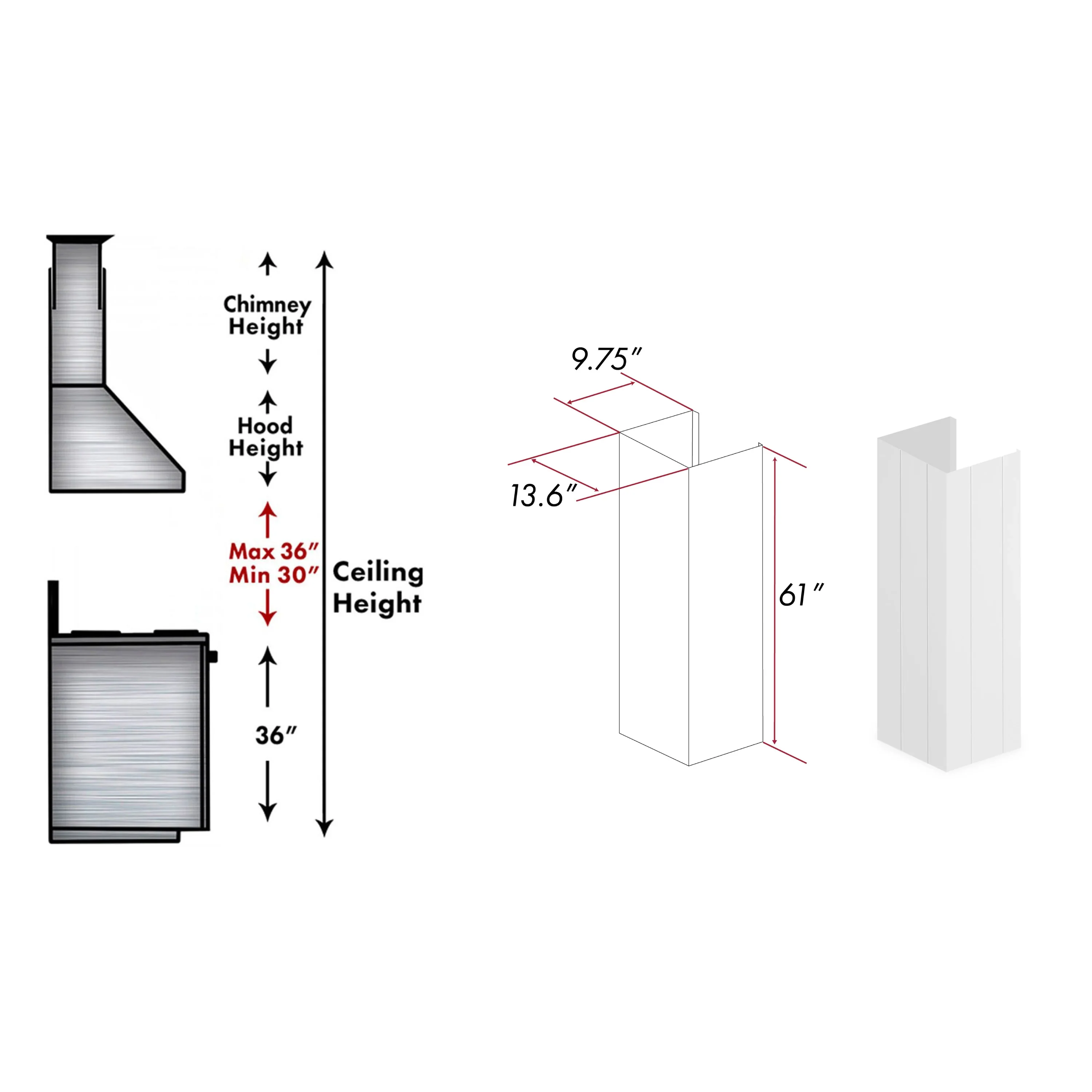 ZLINE 61-Inch Shiplap Bright White Wooden Chimney Extension for 12 Ft. Ceiling (KPWW-E) - Image 2