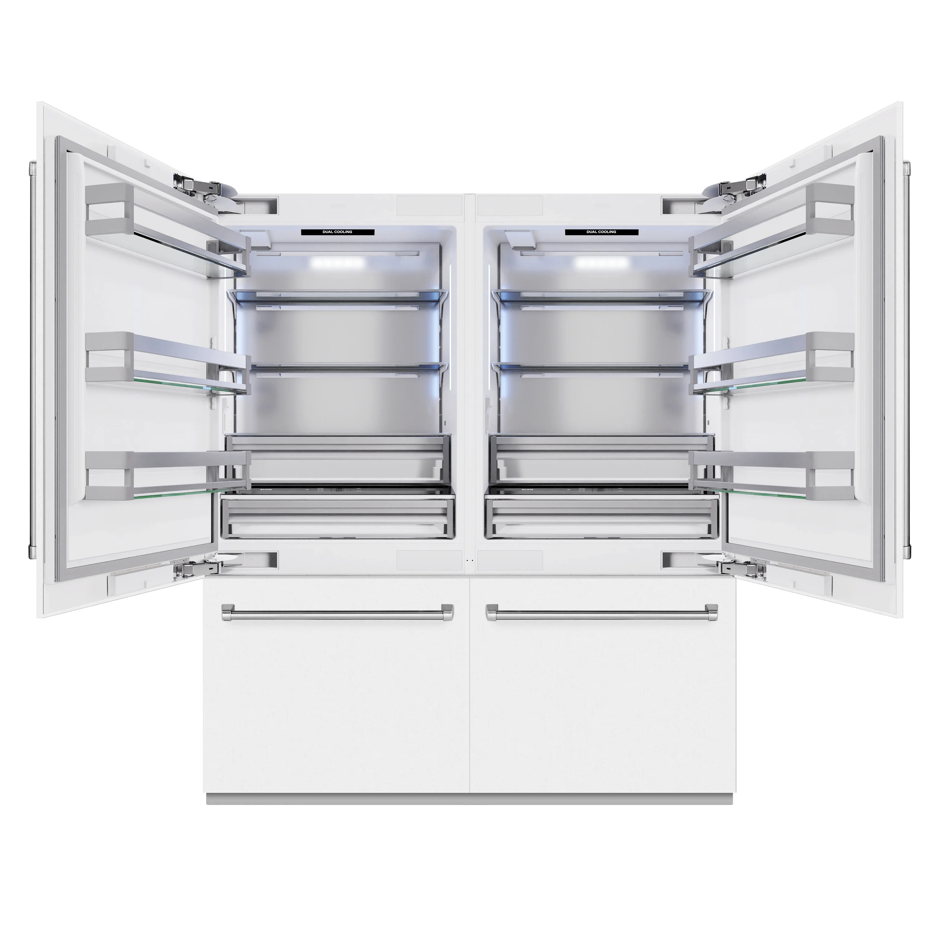 ZLINE 72-Inch 39.6 Cu. Ft. French Door Built-In Bottom Freezer Refrigerator with Water Dispensers and Ice Makers in White Matte (RBIT-WM-72) - Image 3