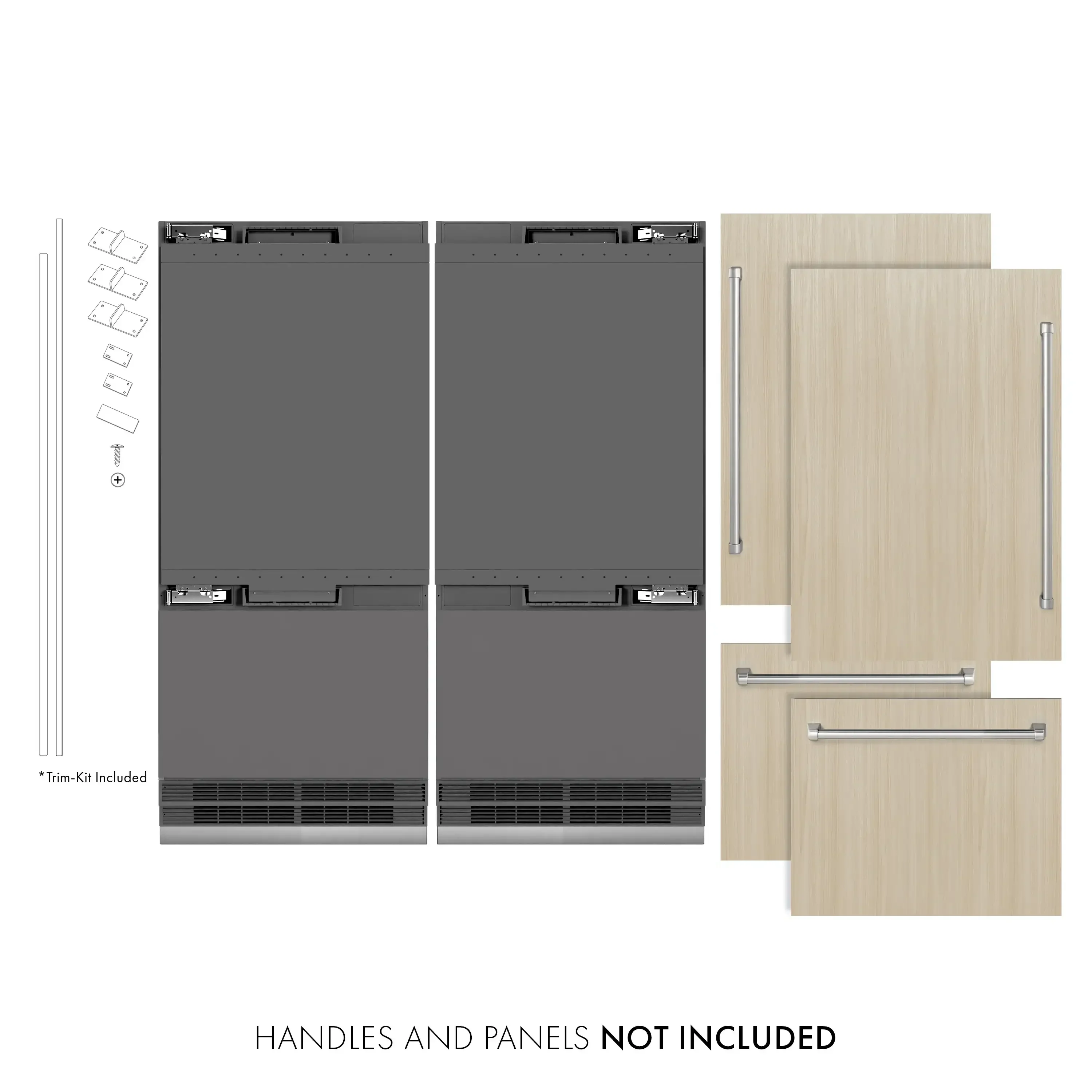ZLINE 72-Inch 39.6 Cu. Ft. French Door Built-In Bottom Freezer Refrigerator with Water Dispensers and Ice Makers in Panel Ready with Graphite Gray Interior (GRBIT-72) - Image 2