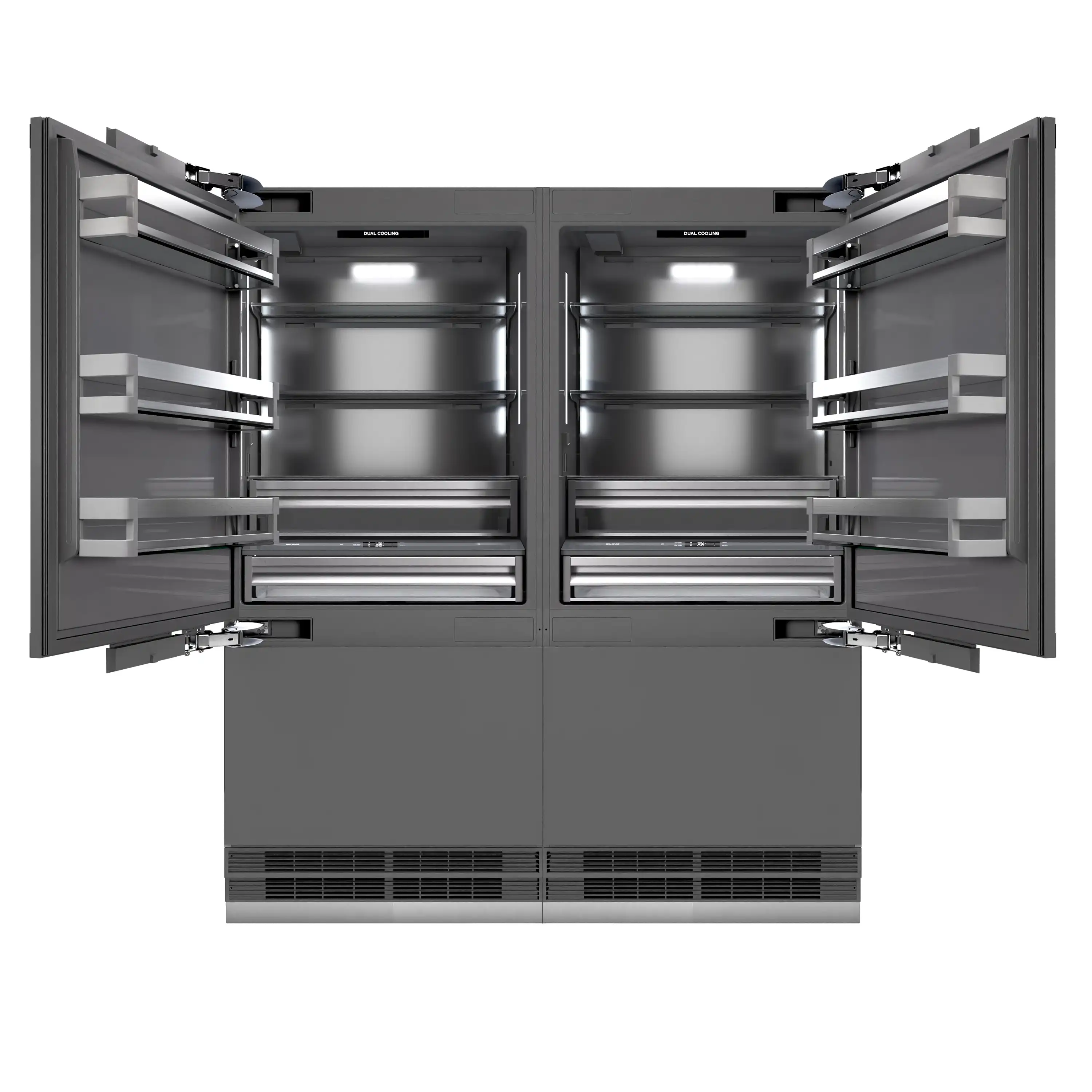 ZLINE 72-Inch 39.6 Cu. Ft. French Door Built-In Bottom Freezer Refrigerator with Water Dispensers and Ice Makers in Panel Ready with Graphite Gray Interior (GRBIT-72) - Image 5