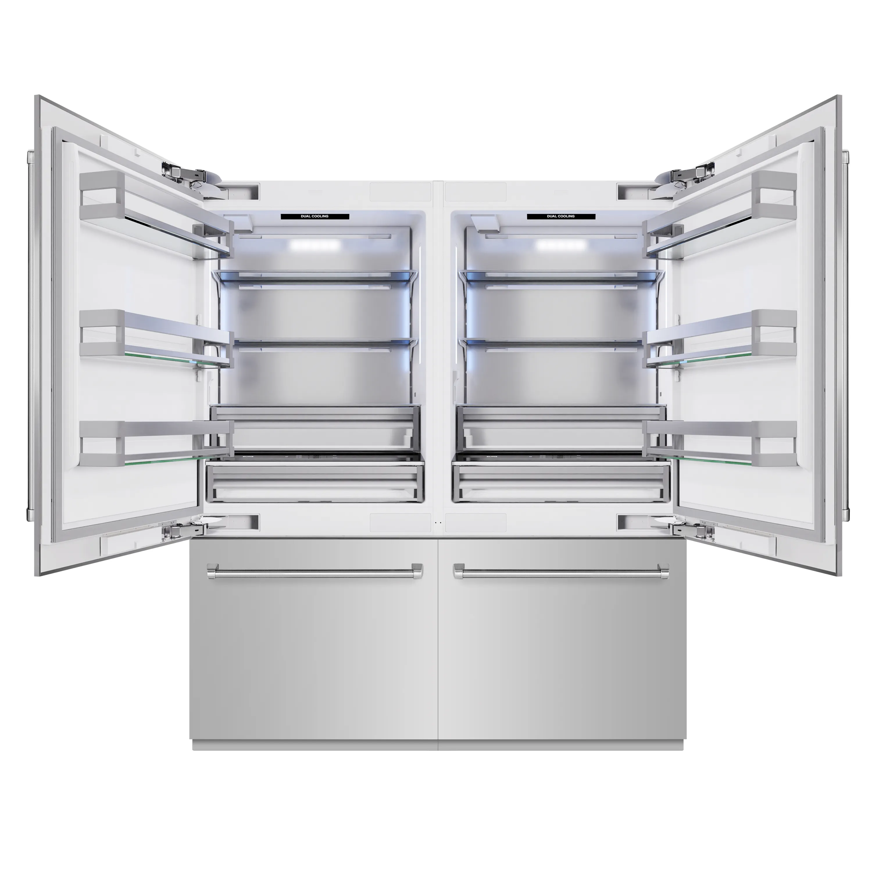ZLINE 72-Inch 39.6 Cu. Ft. French Door Built-In Bottom Freezer Refrigerator with Water Dispensers and Ice Makers in Stainless Steel (RBIT-304-72) - Image 2
