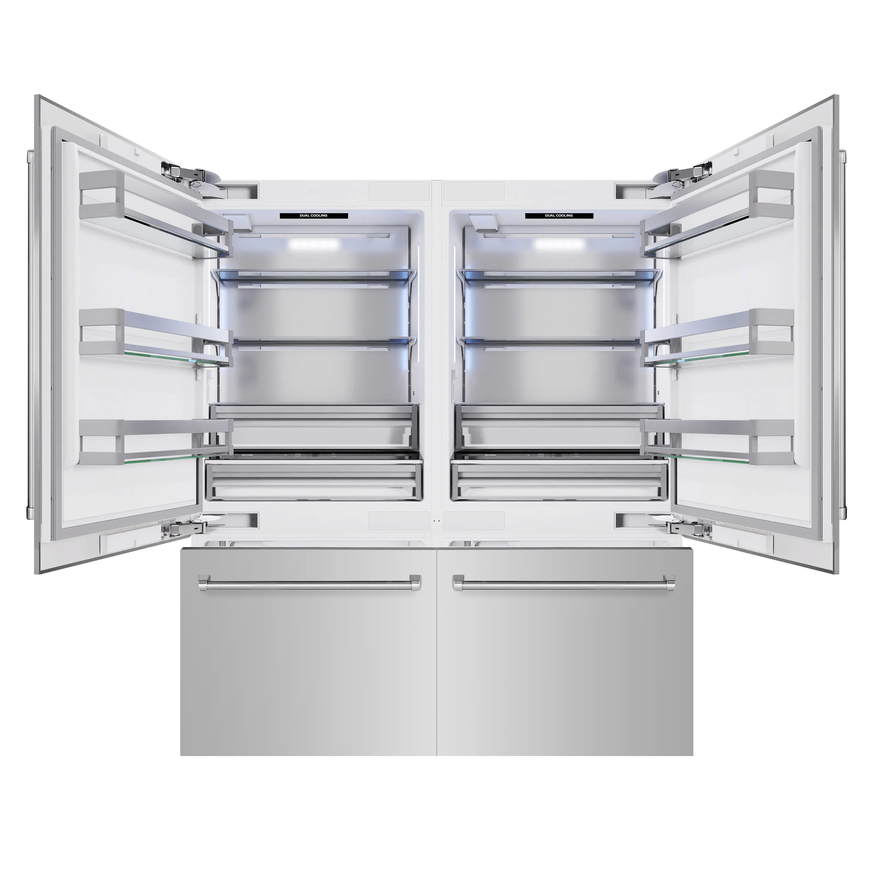 ZLINE 72-Inch 39.6 Cu. Ft. French Door Built-In Bottom Freezer Refrigerator with Water Dispensers and Ice Makers in Stainless Steel (RBIT-304-72) - Image 3