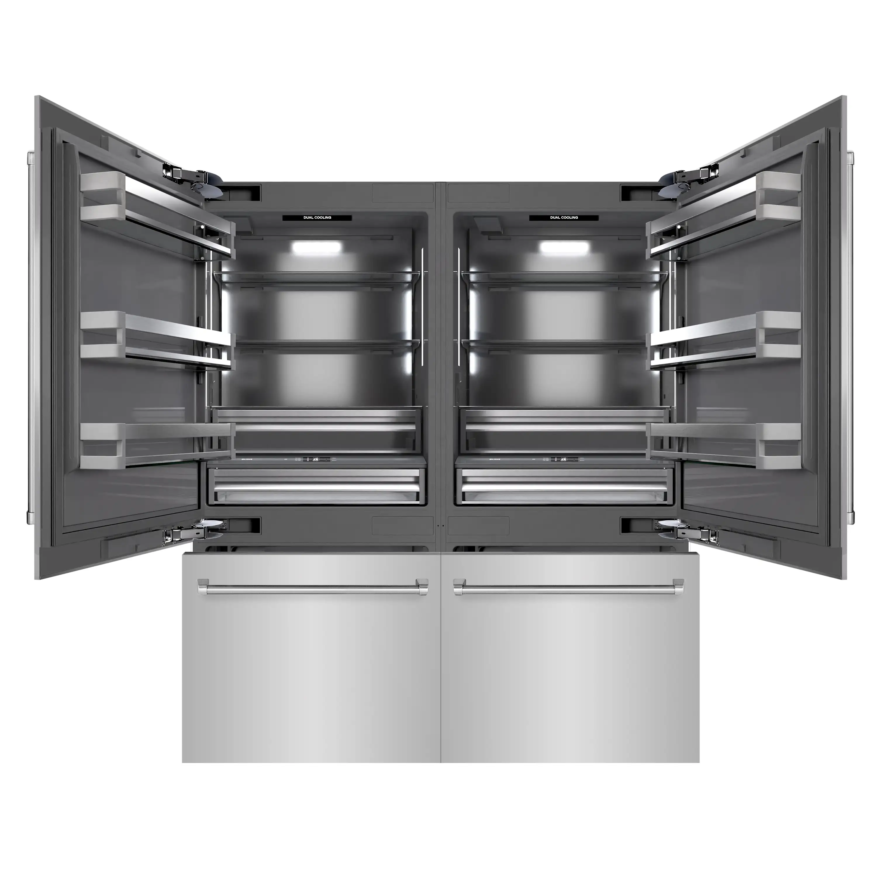 ZLINE 72-Inch 39.6 Cu. Ft. French Door Built-In Bottom Freezer Refrigerator with Water Dispensers and Ice Makers in Stainless Steel with Graphite Gray Interior (GRBIT-304-72) - Image 3