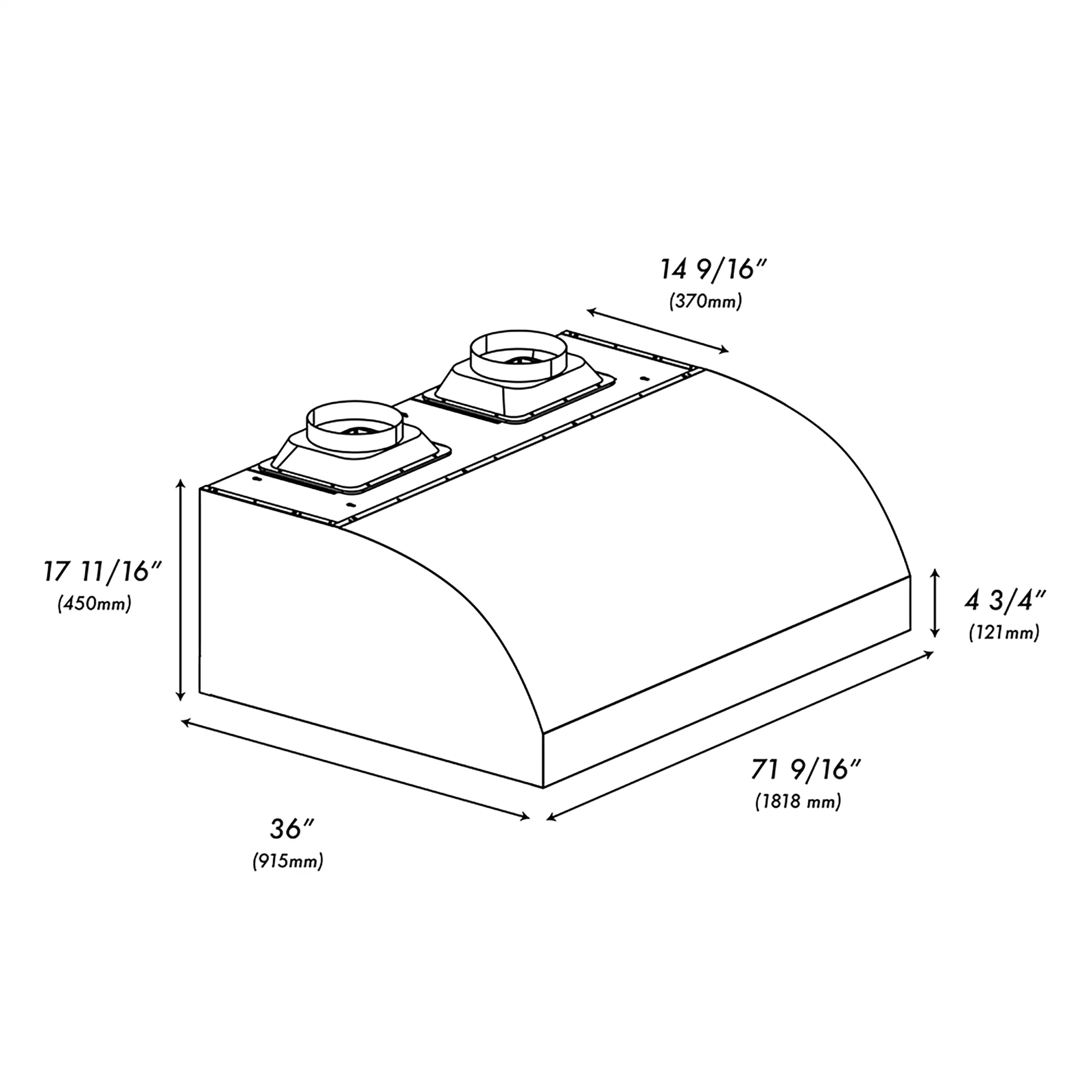 ZLINE 72-Inch Under Cabinet Outdoor Grill Hood (GOU2-72) - Image 9