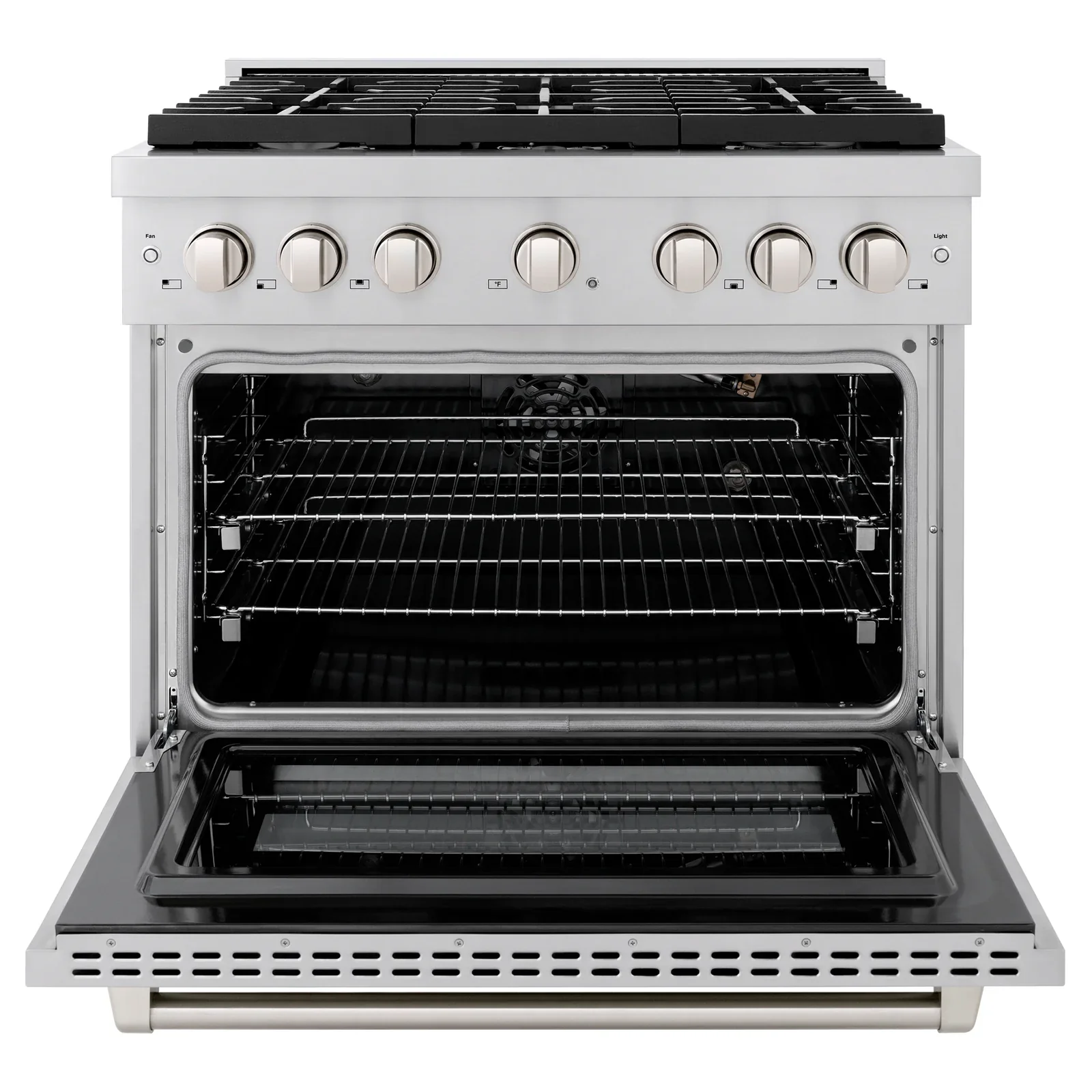 ZLINE Appliance Package - 36-Inch Gas Range, Refrigerator, Range Hood, Microwave Drawer, Tall Tub Dishwasher and Beverage Fridge in Stainless Steel (6KPR-SGRRH36-MWDWV-RBV) - Image 5