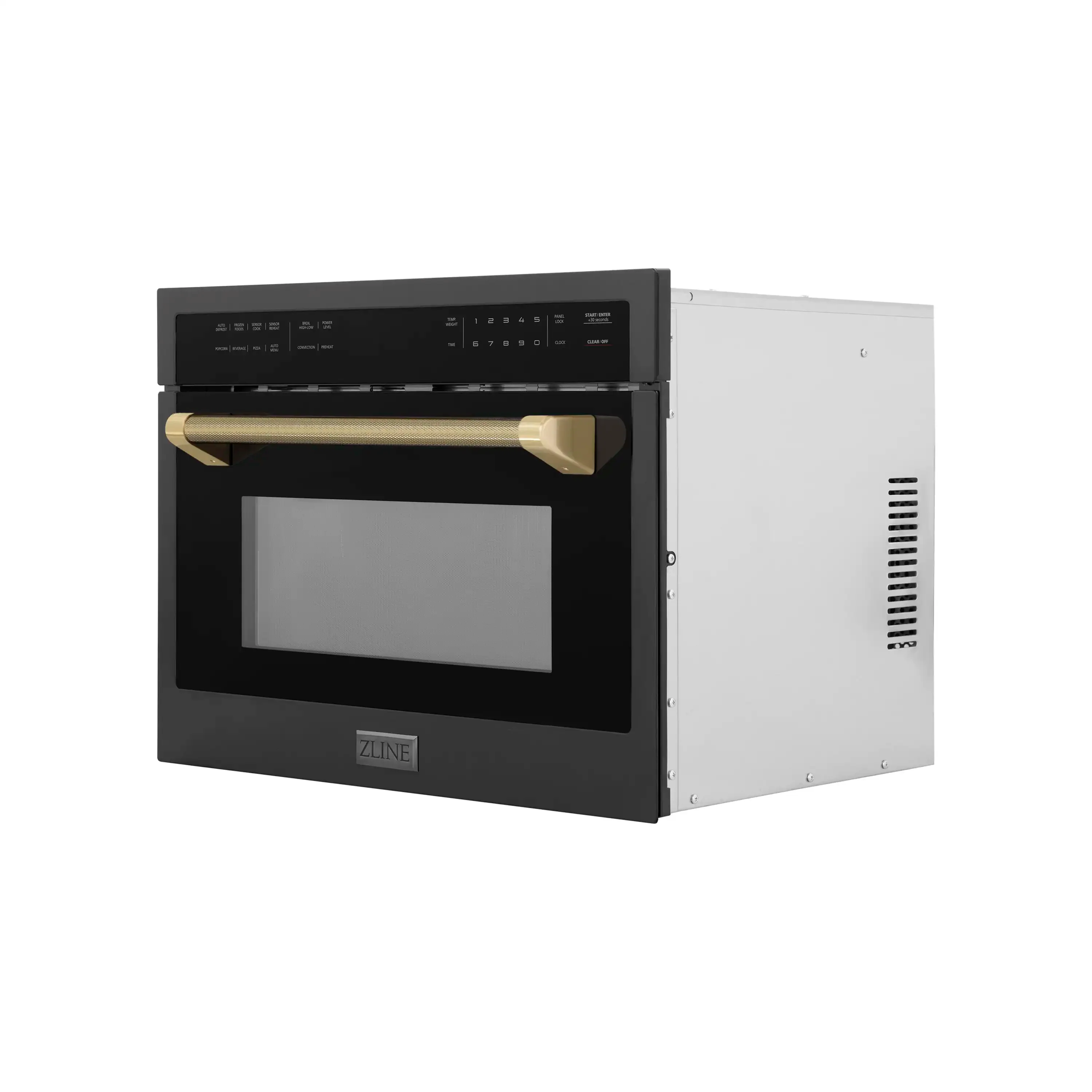 ZLINE Autograph 24-Inch Microwave Oven in Black Stainless Steel and Champagne Bronze Helix Handle (MWOZ-24-BS-KCB) - Image 4