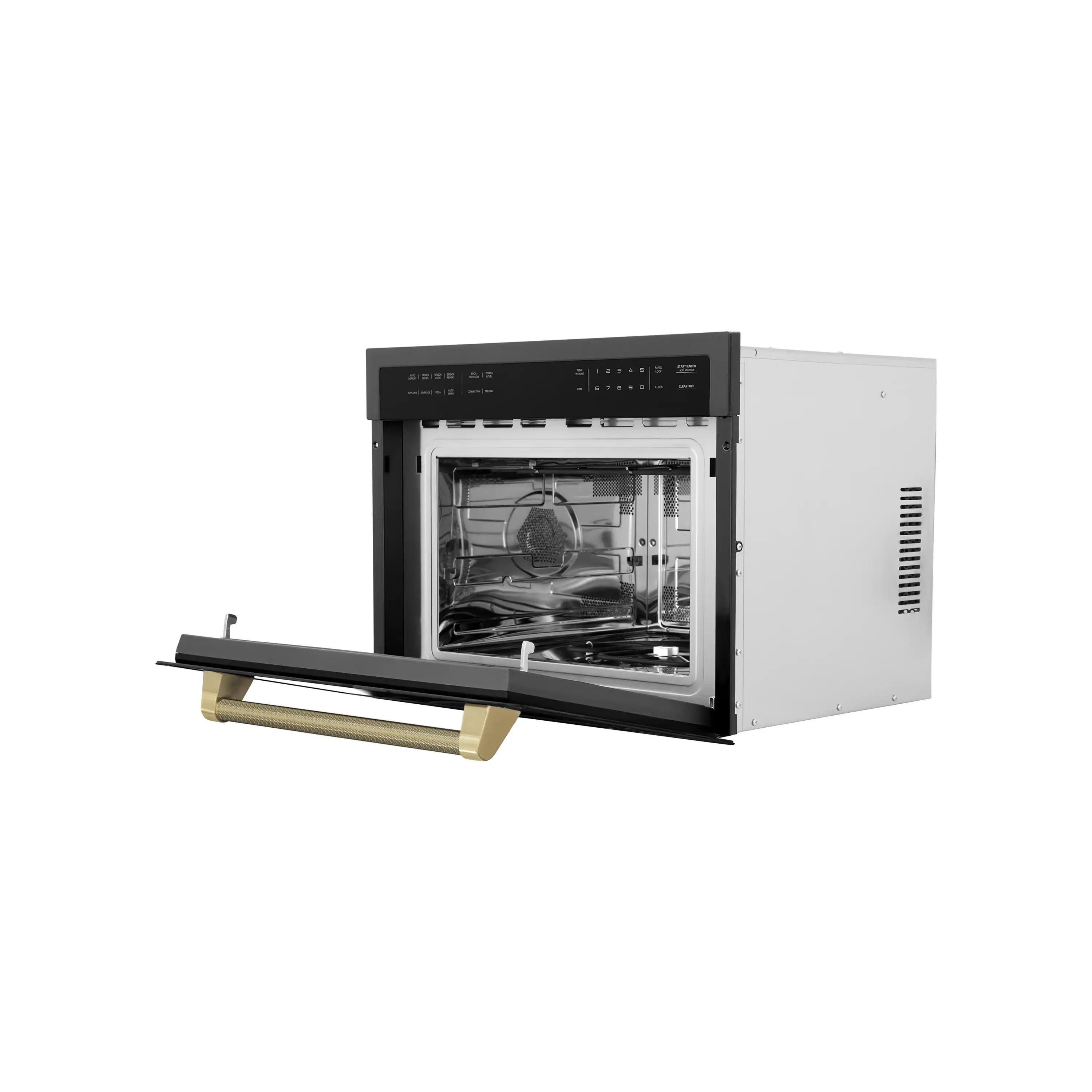 ZLINE Autograph 24-Inch Microwave Oven in Black Stainless Steel and Champagne Bronze Helix Handle (MWOZ-24-BS-KCB) - Image 6