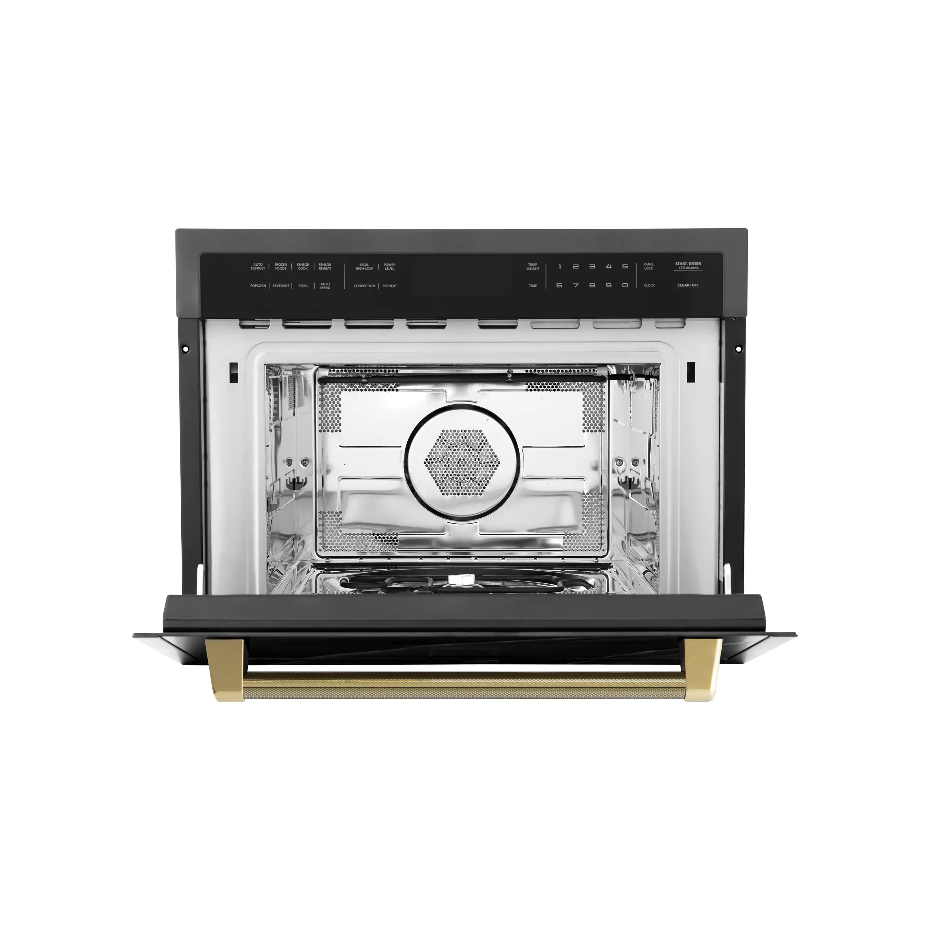 ZLINE Autograph 24-Inch Microwave Oven in Black Stainless Steel and Polished Gold Helix Handle (MWOZ-24-BS-KG) - Image 5