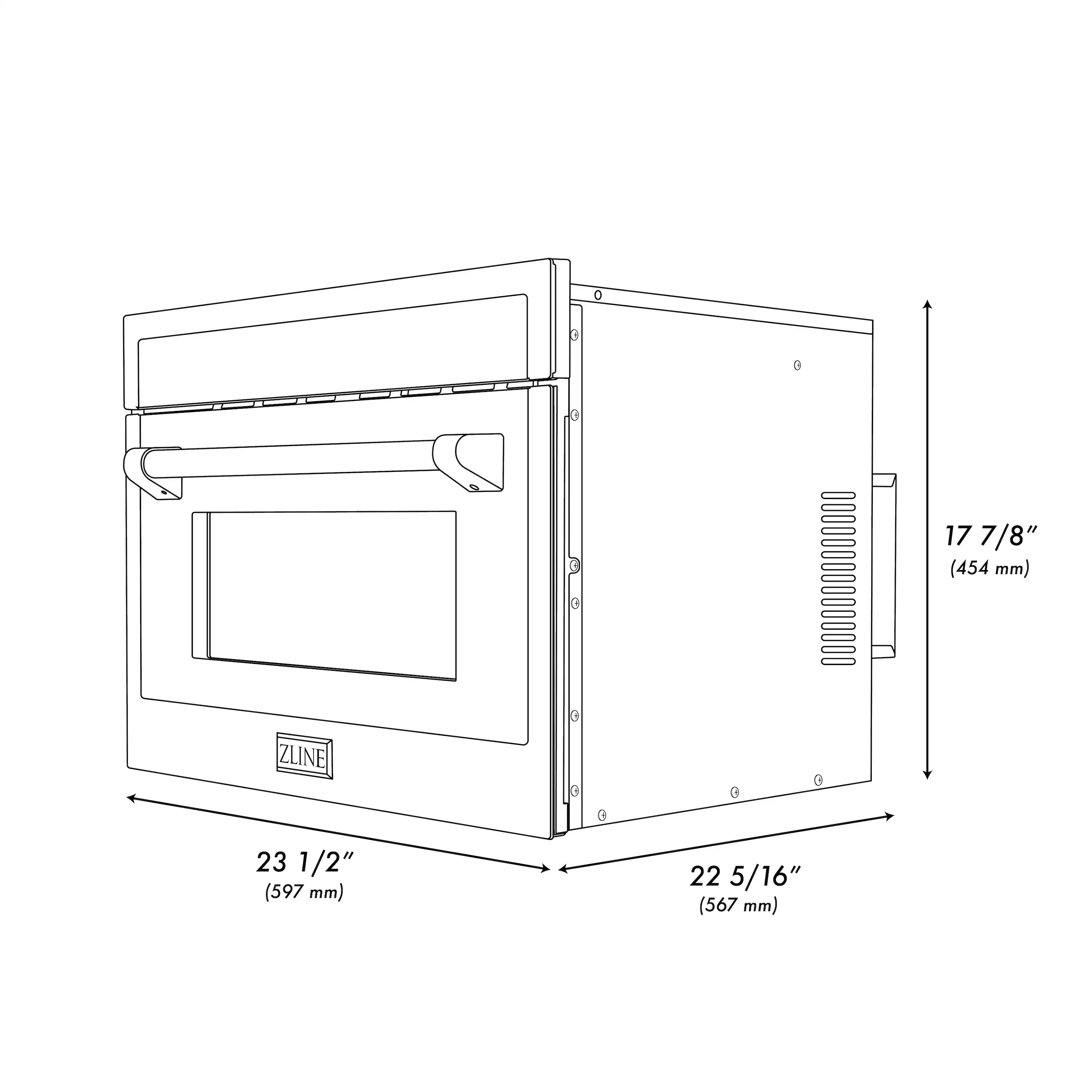 ZLINE Autograph 24-Inch Microwave Oven in Black Stainless Steel and Polished Gold Helix Handle (MWOZ-24-BS-KG) - Image 9