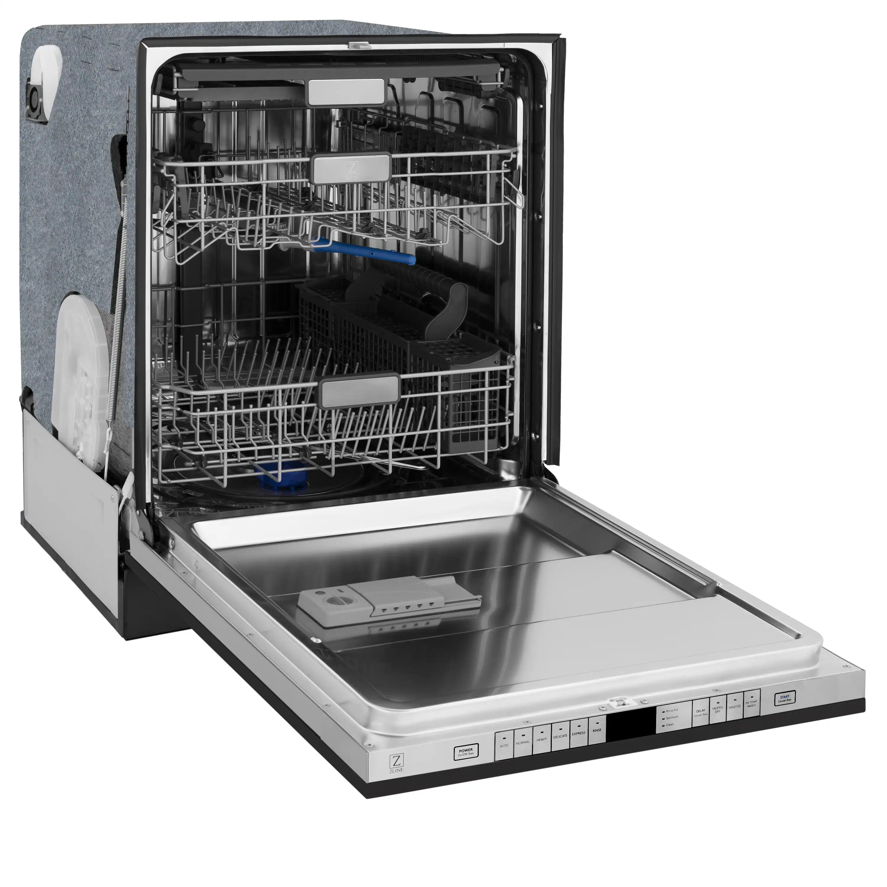 ZLINE Autograph 24-Inch Monument Dishwasher in Black Stainless Steel with Polished Gold Helix Handle, 45dBa (DWMTZ-BS-24-KG) - Image 5