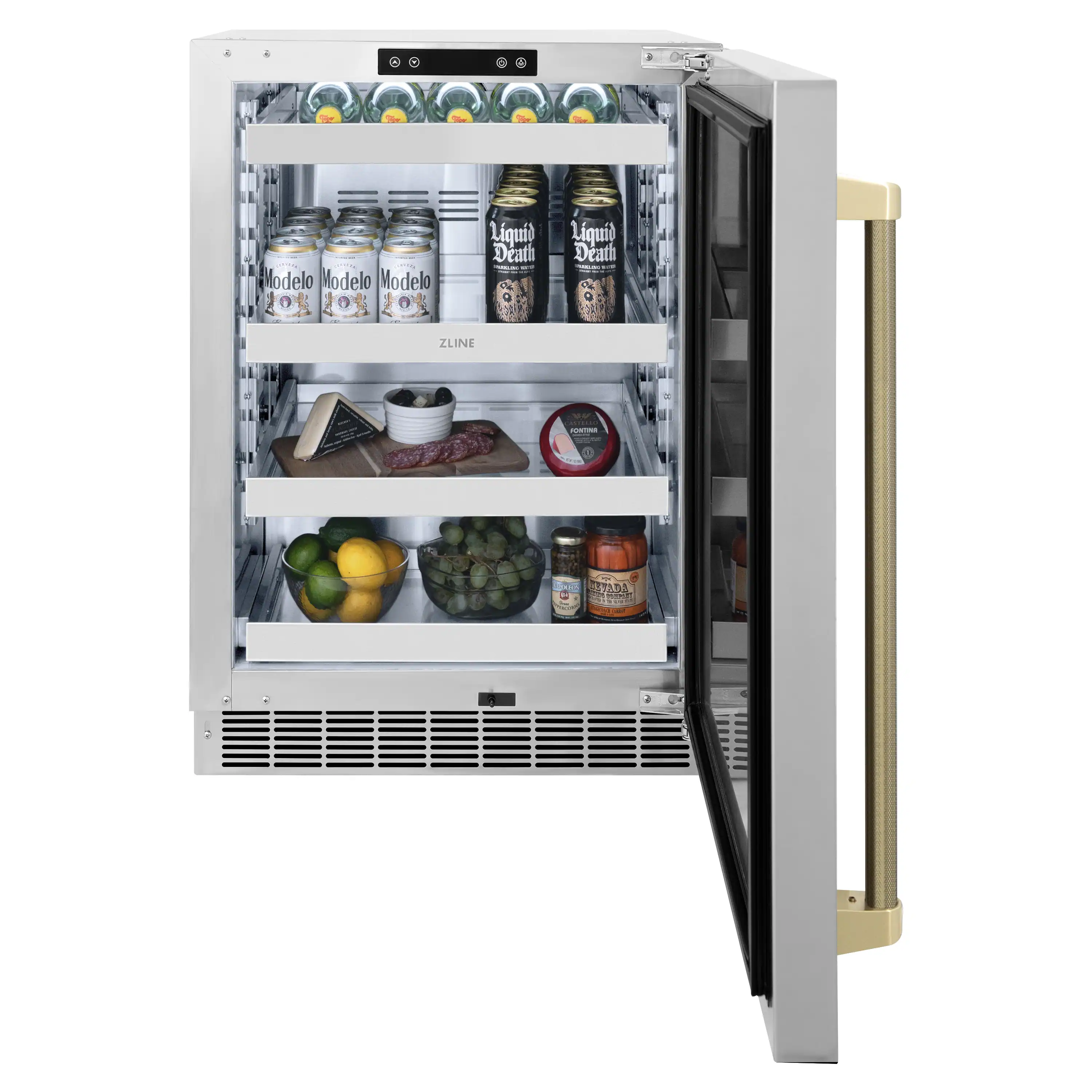 ZLINE Autograph 24-Inch Touchstone Beverage Fridge with Stainless Steel Door and Bronze Helix Handle (RBSOZ-ST-24-KCB) - Image 8