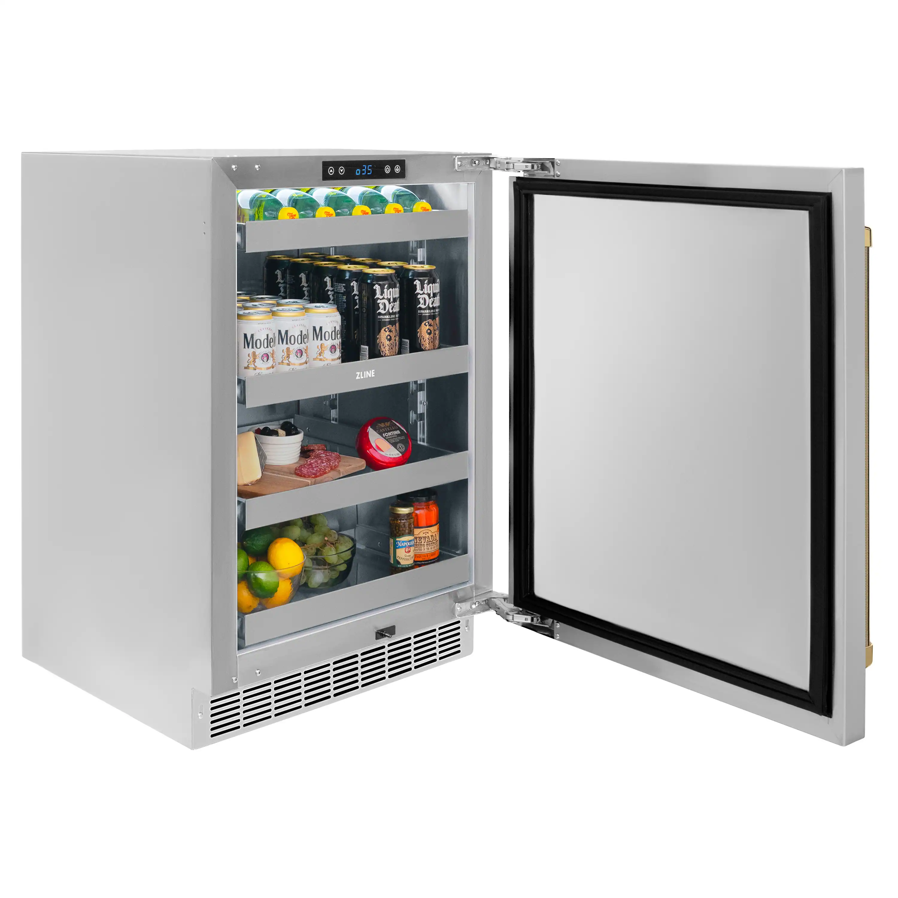 ZLINE Autograph 24-Inch Touchstone Beverage Fridge with Stainless Steel Door and Gold Helix Handle (RBSOZ-ST-24-KG) - Image 6