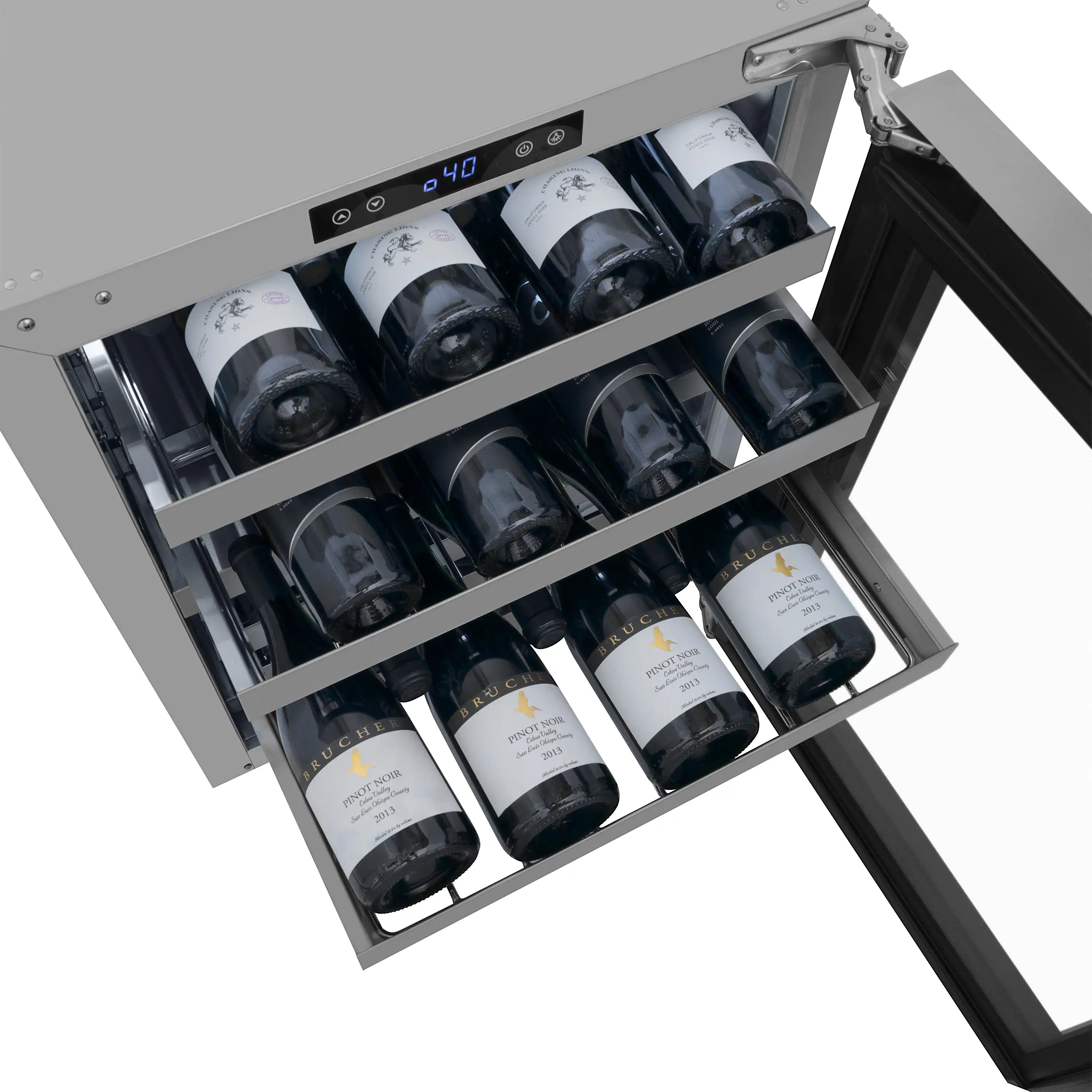 ZLINE Autograph 24-Inch Touchstone Dual Zone Wine Cooler with Stainless Steel with Glass Door & Gold Helix Handle (RWDOZ-GS-24-KG) - Image 8