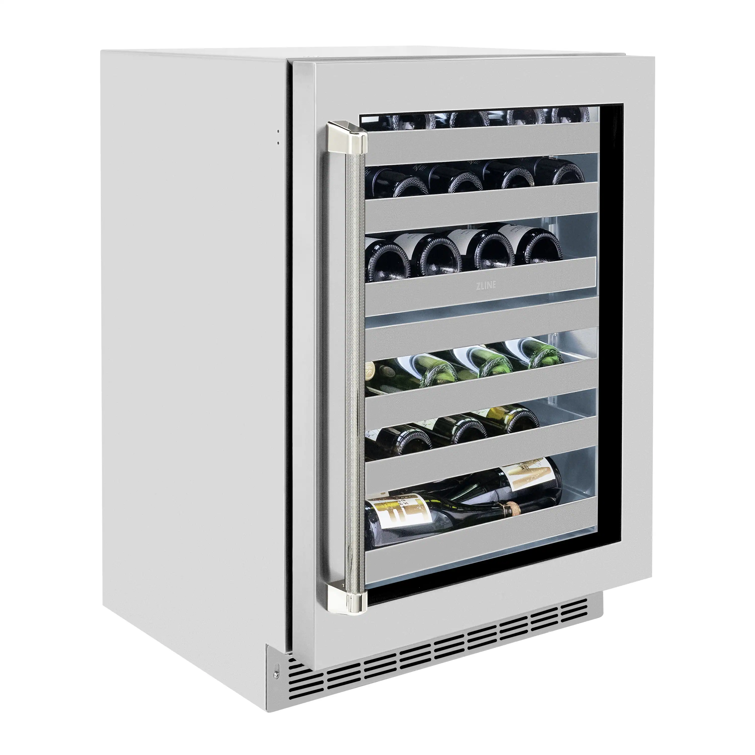 ZLINE Autograph 24-Inch Touchstone Dual Zone Wine Cooler with Stainless Steel with Glass Door & Nickel Helix Handle (RWDOZ-GS-24-KPN) - Image 4