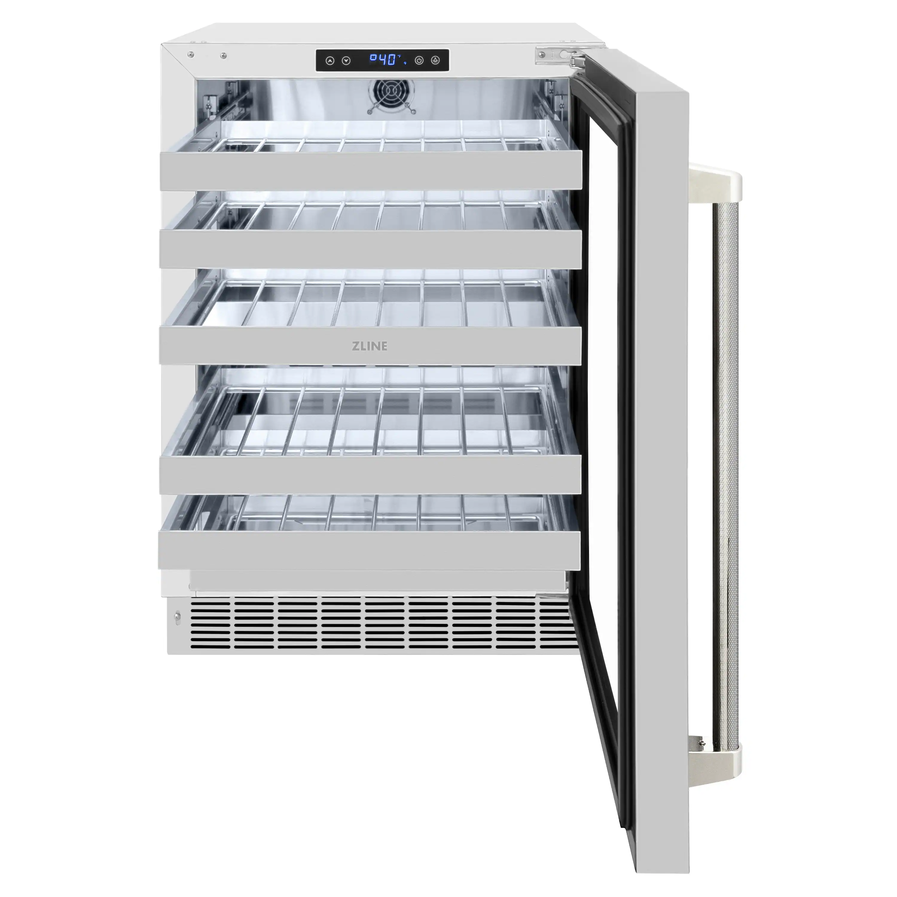 ZLINE Autograph 24-Inch Touchstone Dual Zone Wine Cooler with Stainless Steel with Glass Door & Nickel Helix Handle (RWDOZ-GS-24-KPN) - Image 5