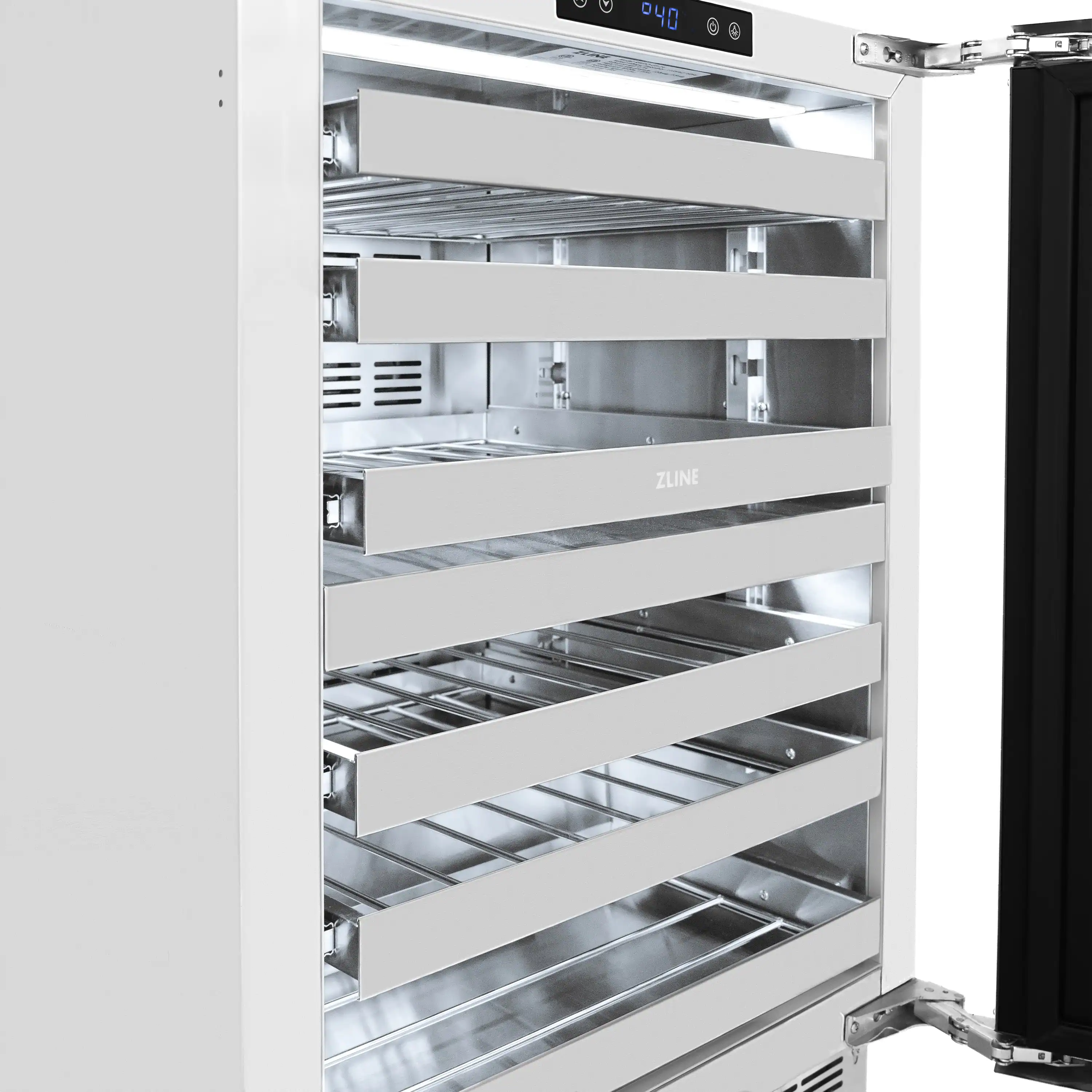 ZLINE Autograph 24-Inch Touchstone Dual Zone Wine Cooler with Stainless Steel with Glass Door & Nickel Helix Handle (RWDOZ-GS-24-KPN) - Image 9