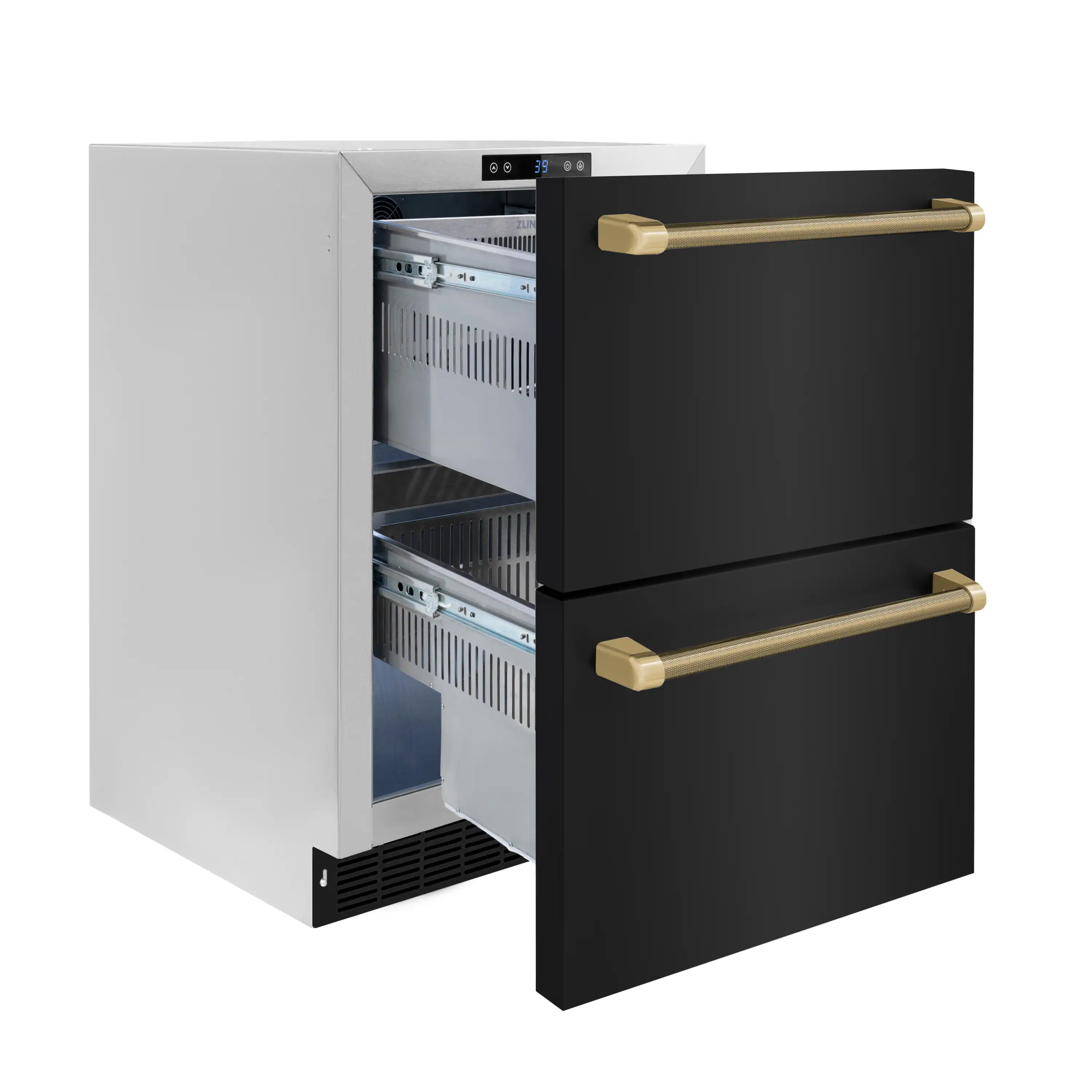 ZLINE Autograph 24-Inch Touchstone Refrigerator Drawer with Black Stainless Steel Doors & Bronze Helix Handles (RDSOZ-BS-24-KCB) - Image 5