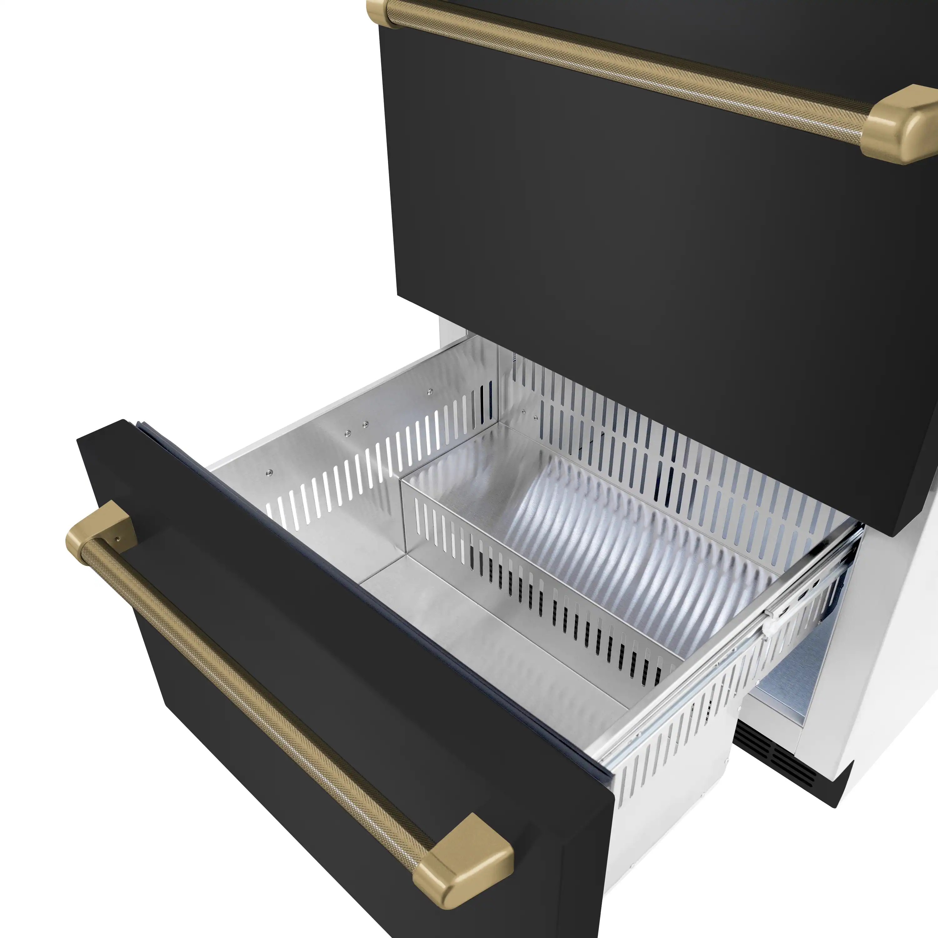 ZLINE Autograph 24-Inch Touchstone Refrigerator Drawer with Black Stainless Steel Doors & Bronze Helix Handles (RDSOZ-BS-24-KCB) - Image 9