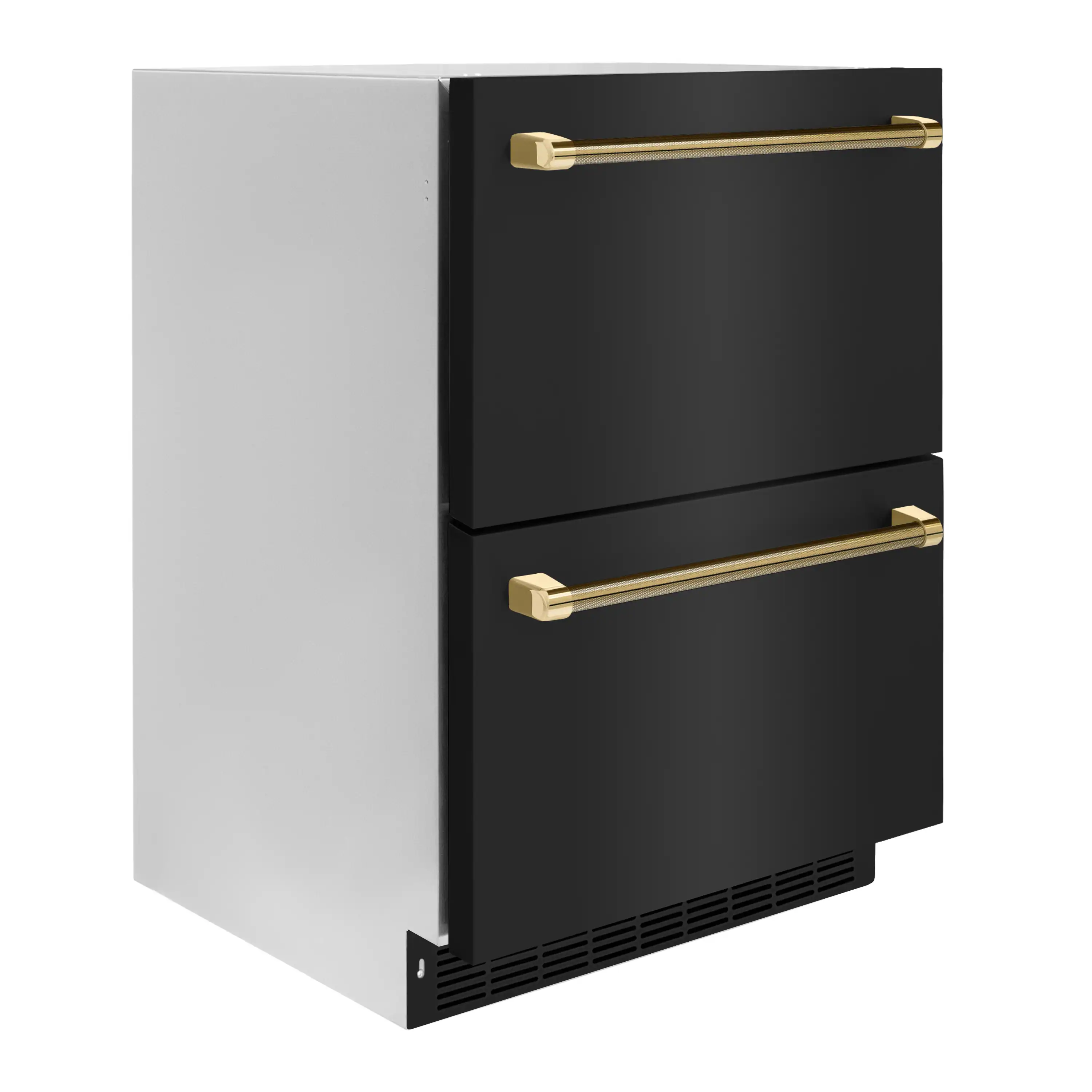 ZLINE Autograph 24-Inch Touchstone Refrigerator Drawer with Black Stainless Steel Doors & Gold Helix Handles (RDSOZ-BS-24-KG) - Image 4