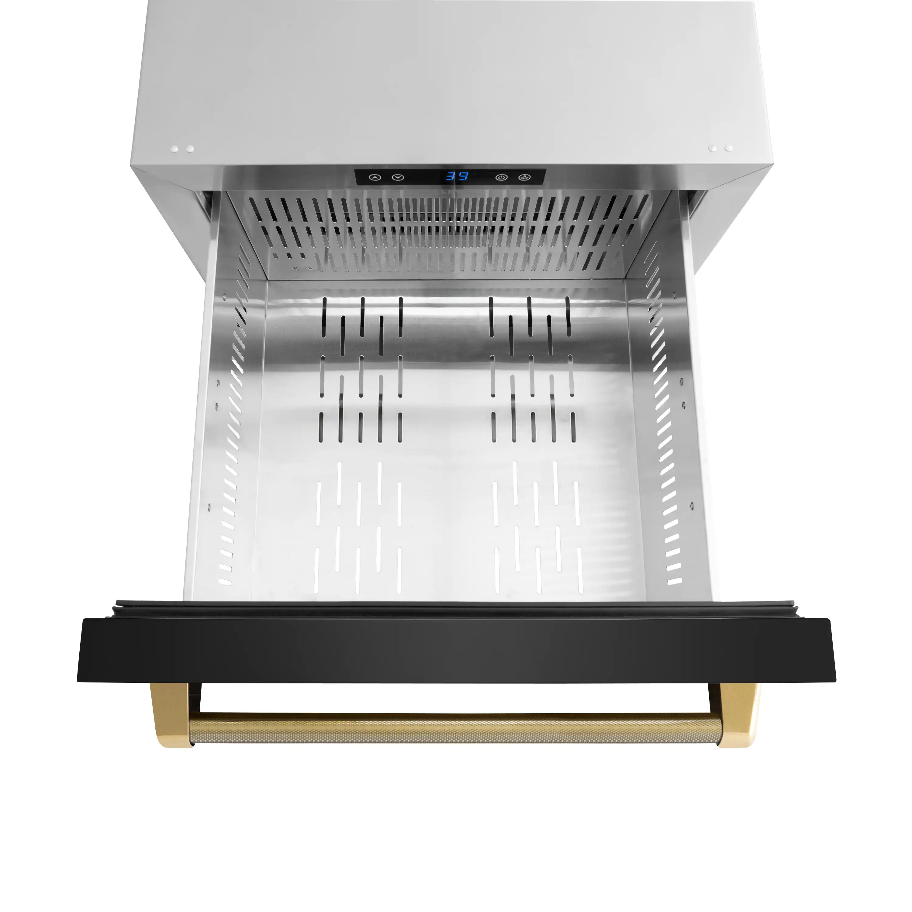 ZLINE Autograph 24-Inch Touchstone Refrigerator Drawer with Black Stainless Steel Doors & Gold Helix Handles (RDSOZ-BS-24-KG) - Image 6