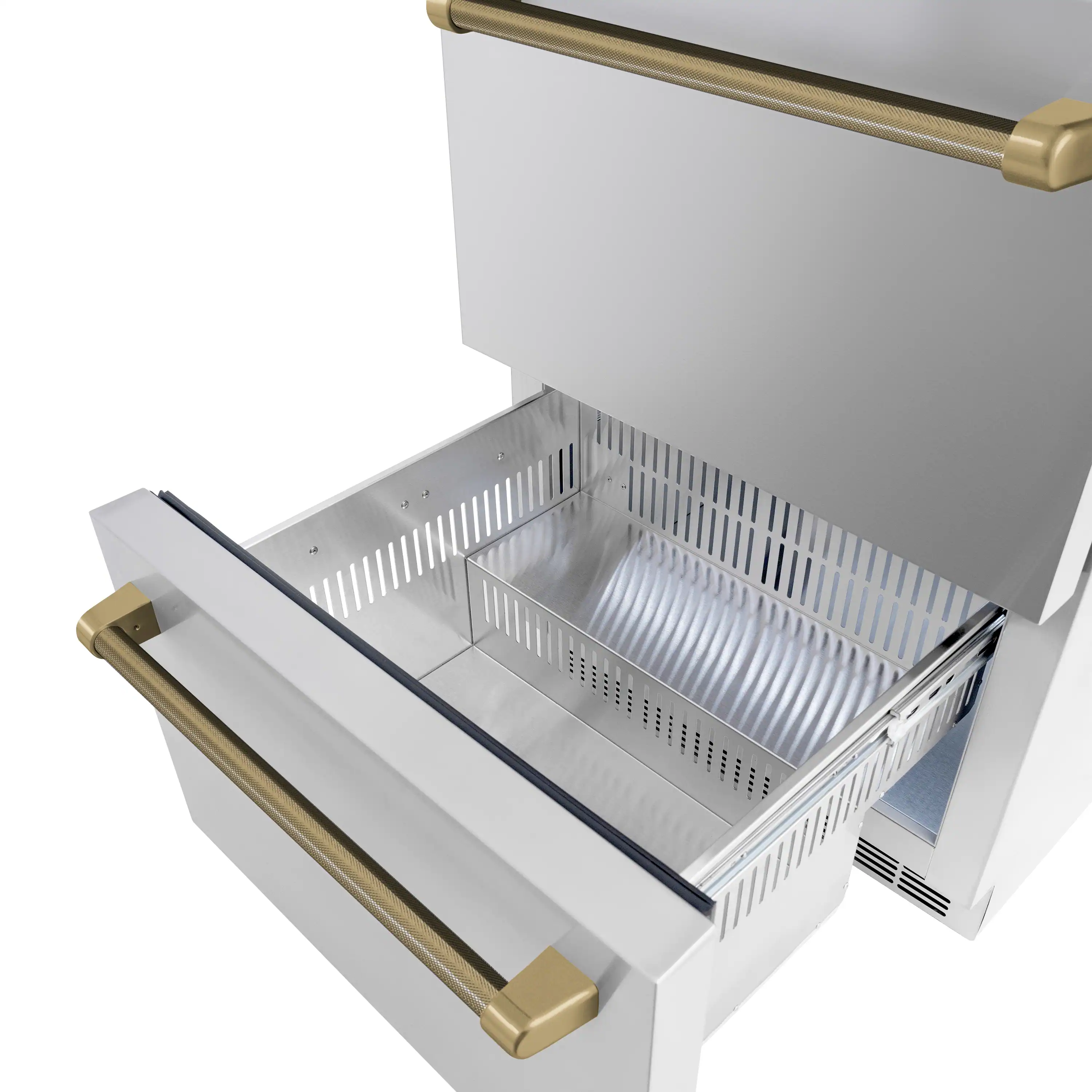 ZLINE Autograph 24-Inch Touchstone Refrigerator Drawer with Steel Doors & Bronze Helix Handles (RDSOZ-ST-24-KCB) - Image 10