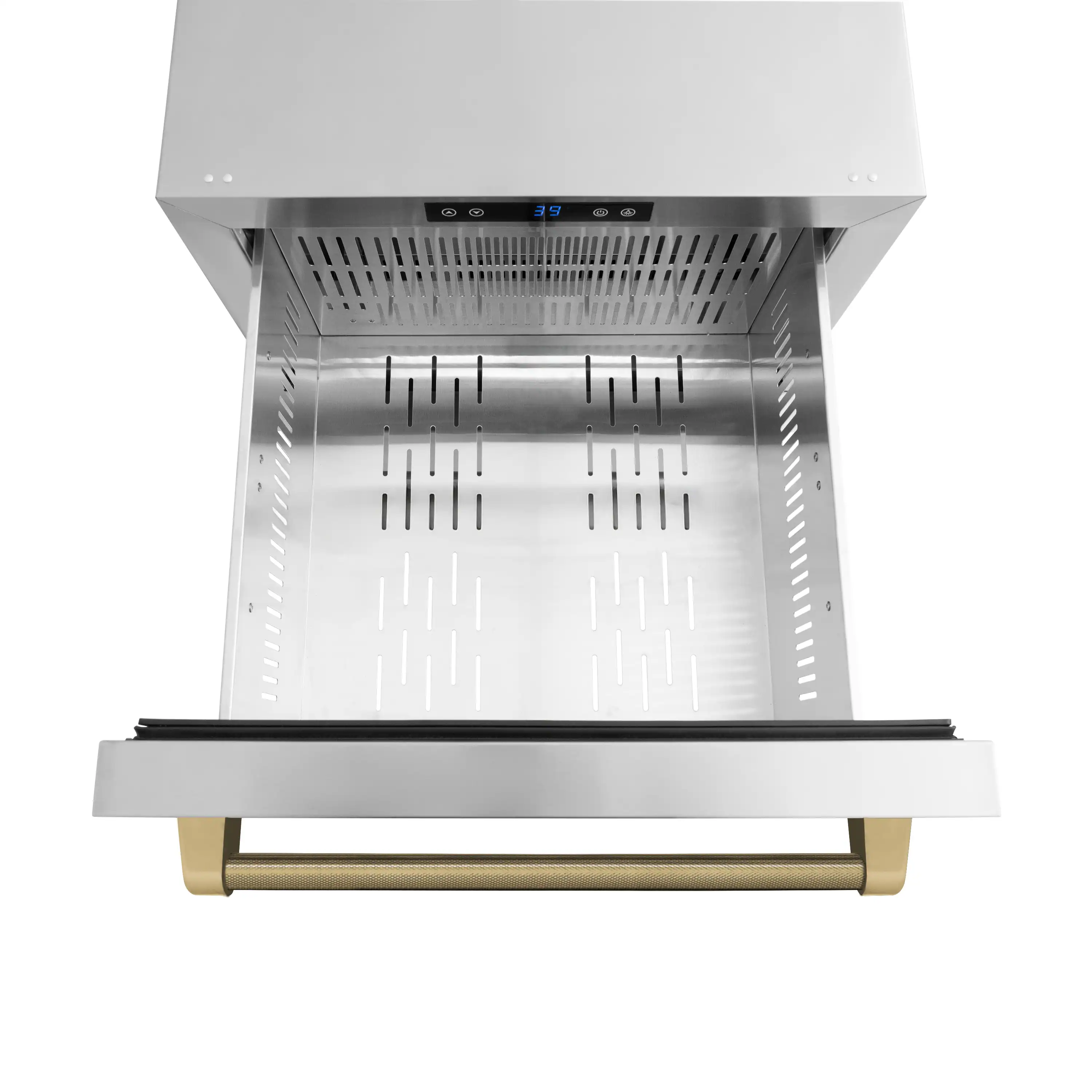 ZLINE Autograph 24-Inch Touchstone Refrigerator Drawer with Steel Doors & Bronze Helix Handles (RDSOZ-ST-24-KCB) - Image 11