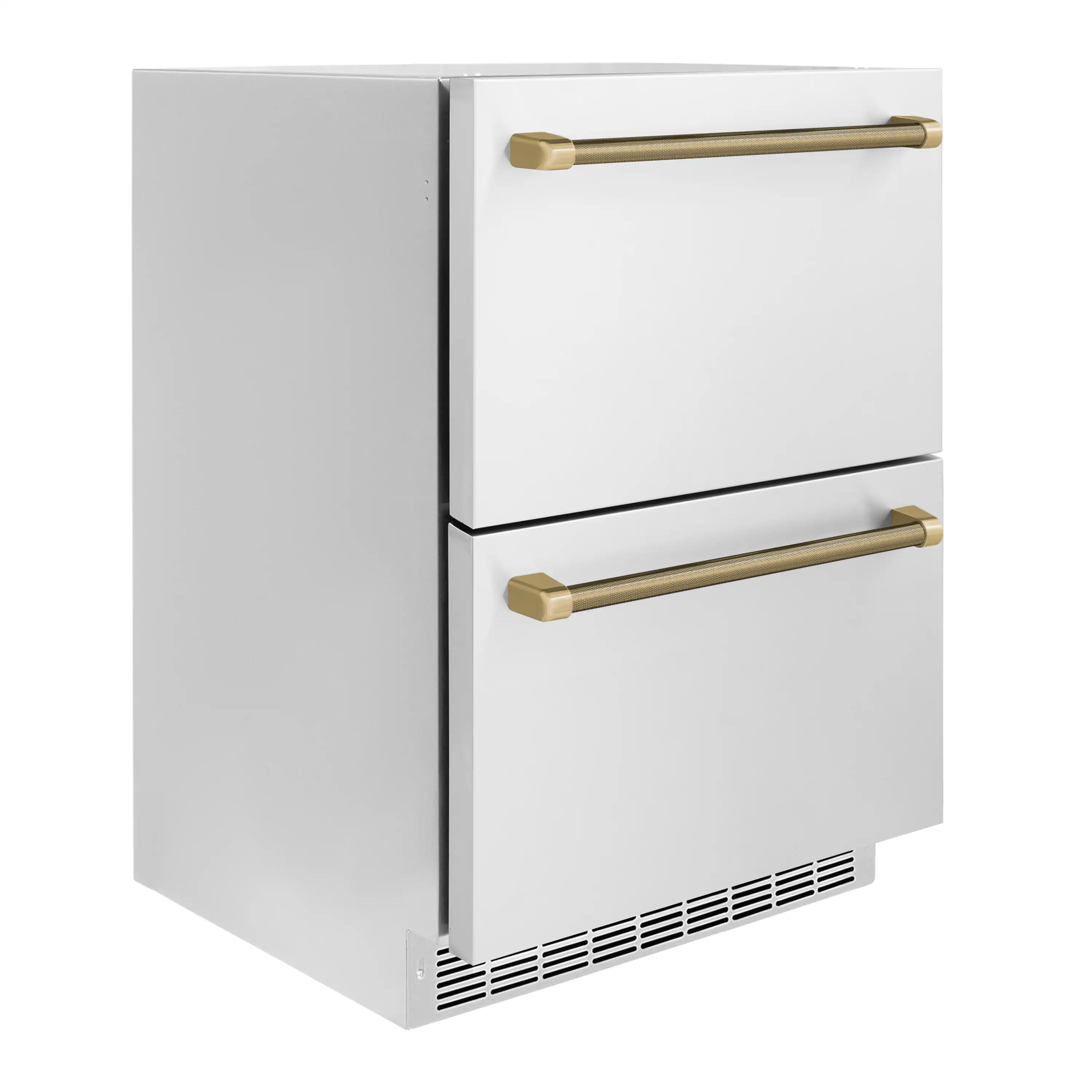 ZLINE Autograph 24-Inch Touchstone Refrigerator Drawer with Steel Doors & Bronze Helix Handles (RDSOZ-ST-24-KCB) - Image 4