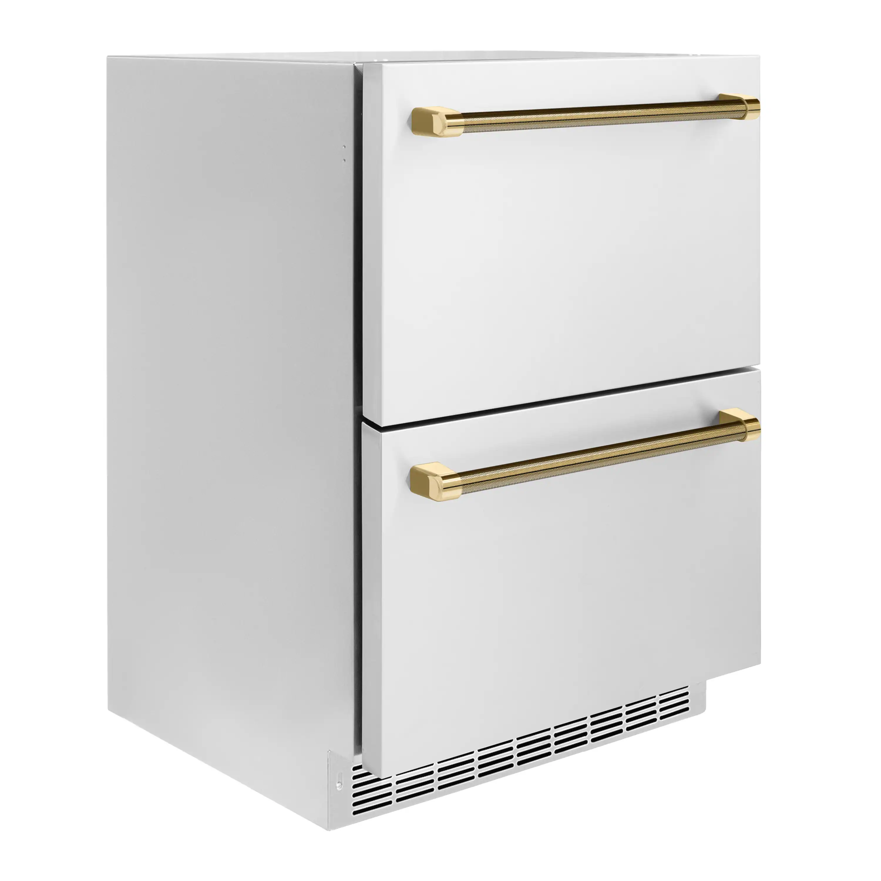 ZLINE Autograph 24-Inch Touchstone Refrigerator Drawer with Steel Doors & Gold Helix Handles (RDSOZ-ST-24-KG) - Image 4