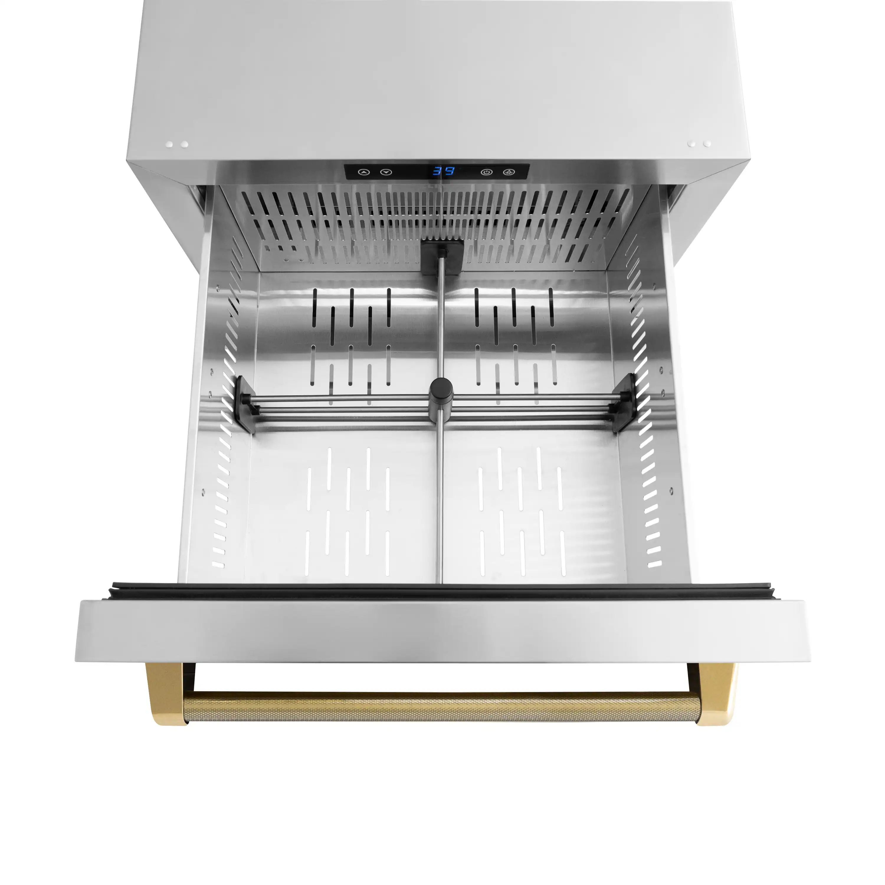 ZLINE Autograph 24-Inch Touchstone Refrigerator Drawer with Steel Doors & Gold Helix Handles (RDSOZ-ST-24-KG) - Image 6
