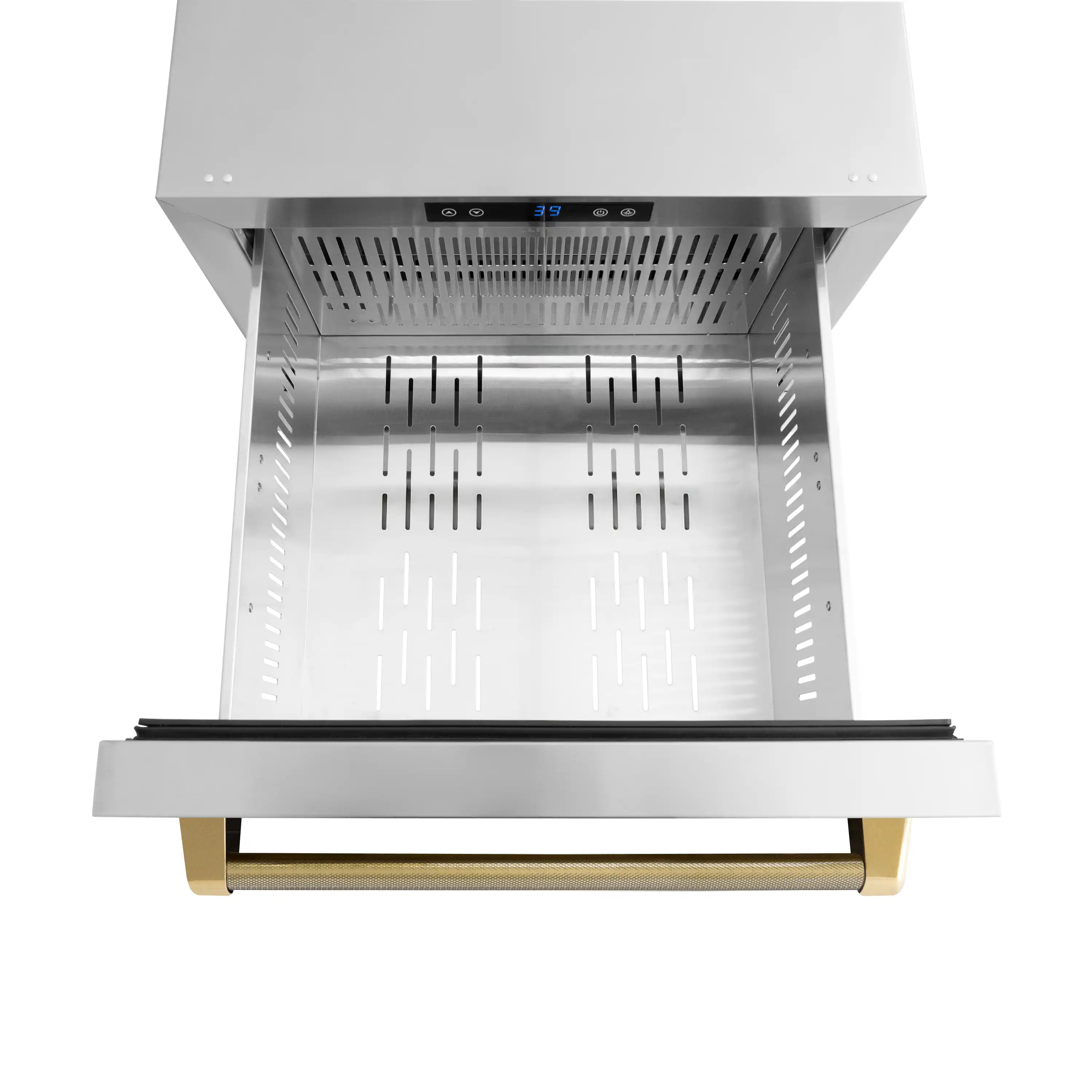 ZLINE Autograph 24-Inch Touchstone Refrigerator Drawer with Steel Doors & Gold Helix Handles (RDSOZ-ST-24-KG) - Image 7