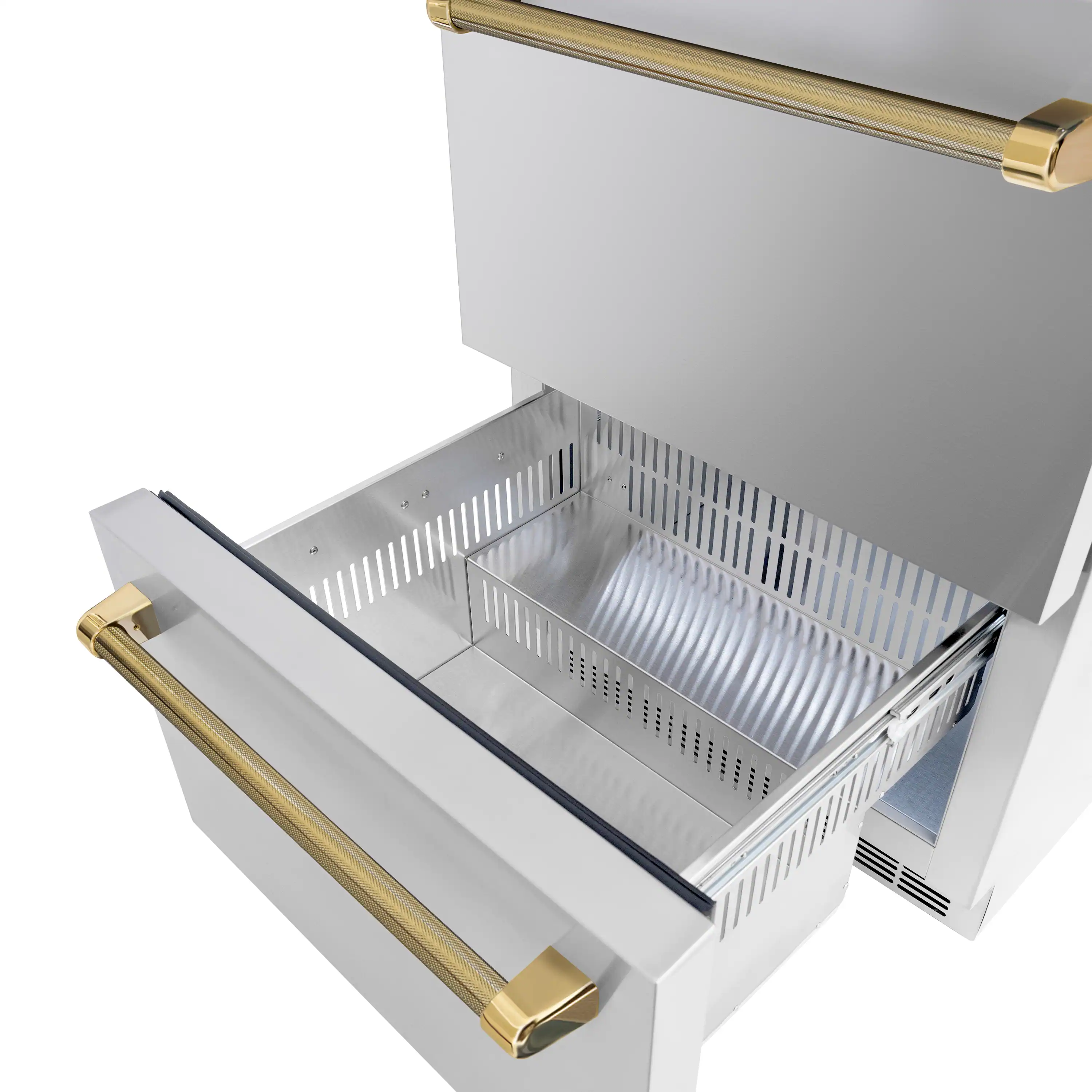 ZLINE Autograph 24-Inch Touchstone Refrigerator Drawer with Steel Doors & Gold Helix Handles (RDSOZ-ST-24-KG) - Image 8