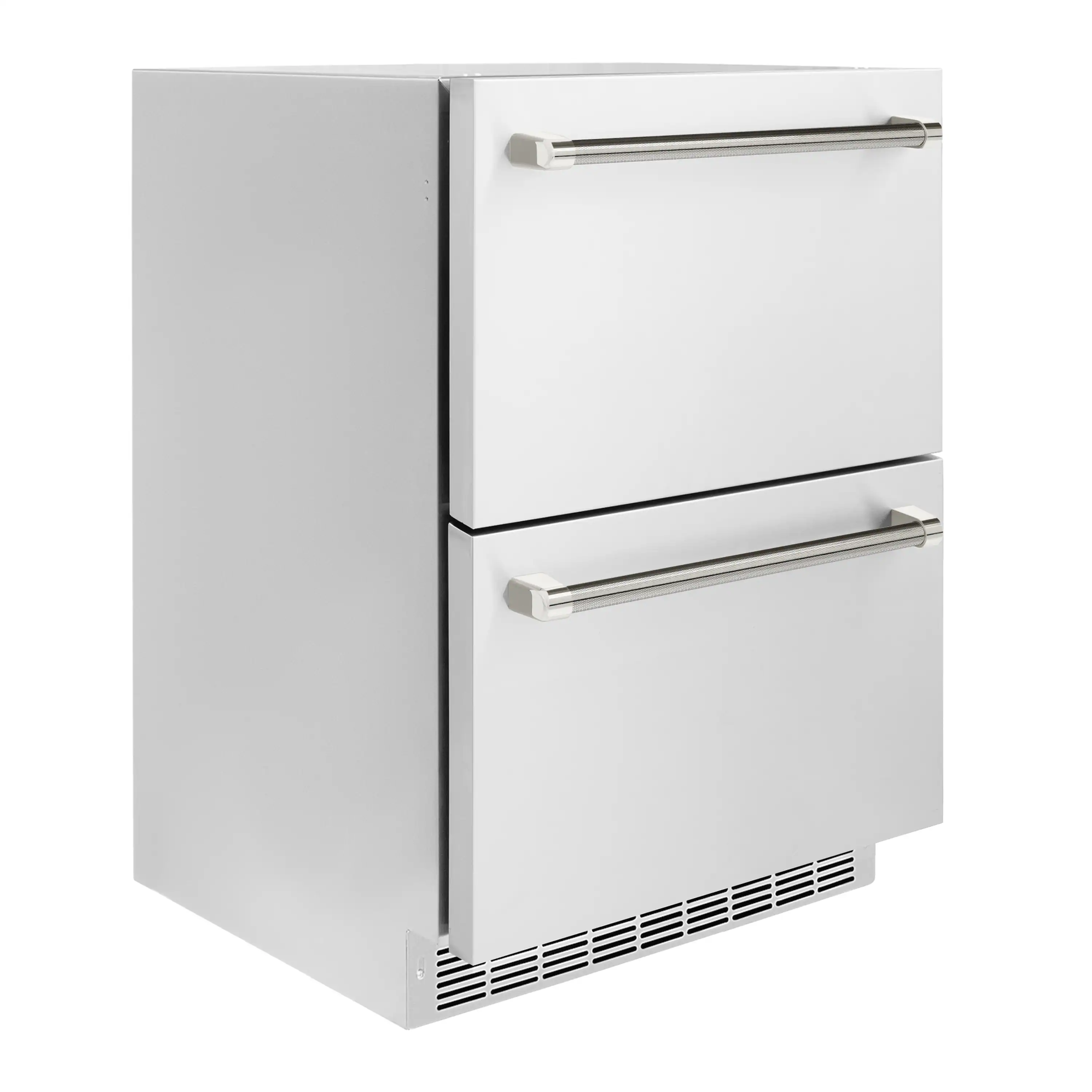 ZLINE Autograph 24-Inch Touchstone Refrigerator Drawer with Steel Doors & Nickel Helix Handles (RDSOZ-ST-24-KPN) - Image 4