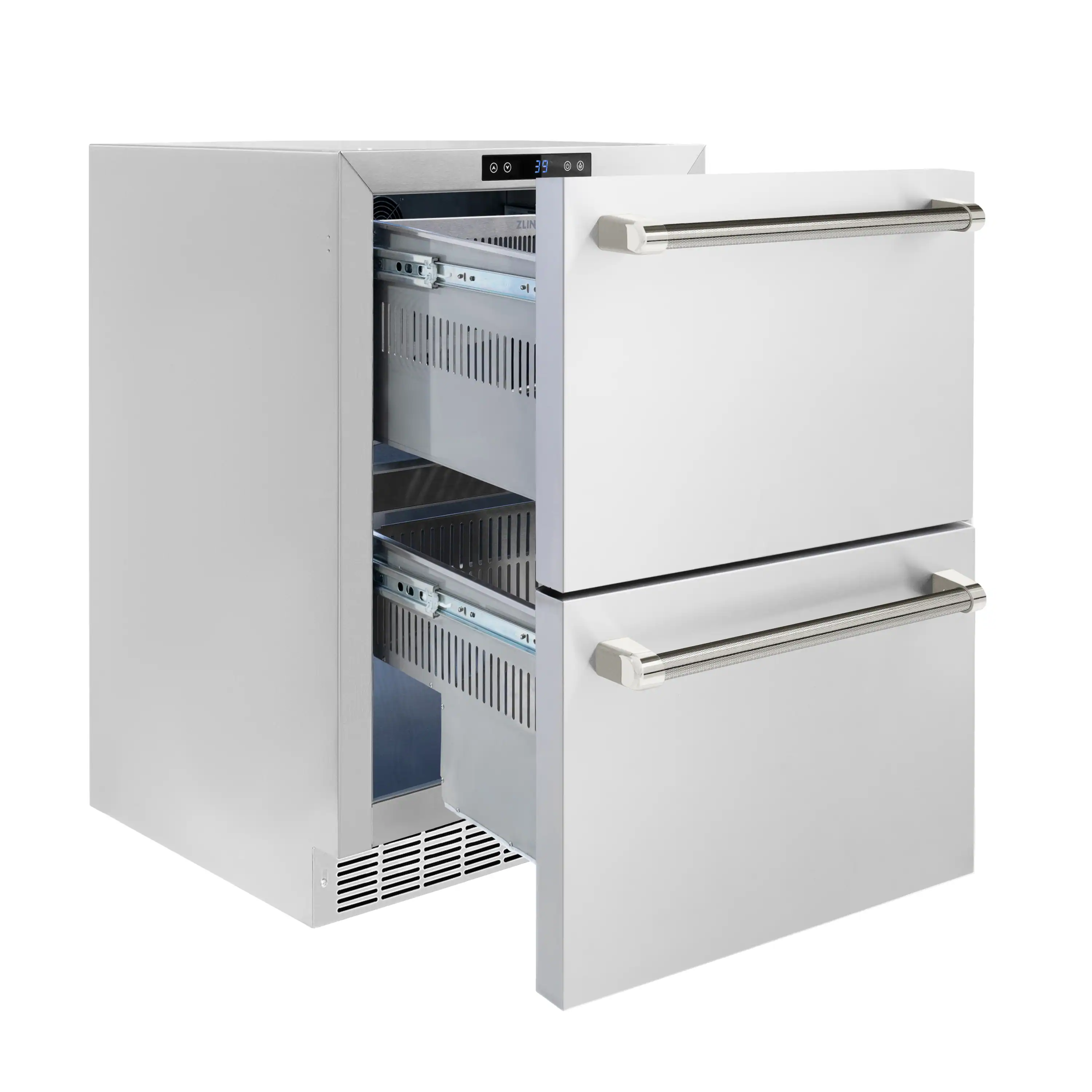 ZLINE Autograph 24-Inch Touchstone Refrigerator Drawer with Steel Doors & Nickel Helix Handles (RDSOZ-ST-24-KPN) - Image 5
