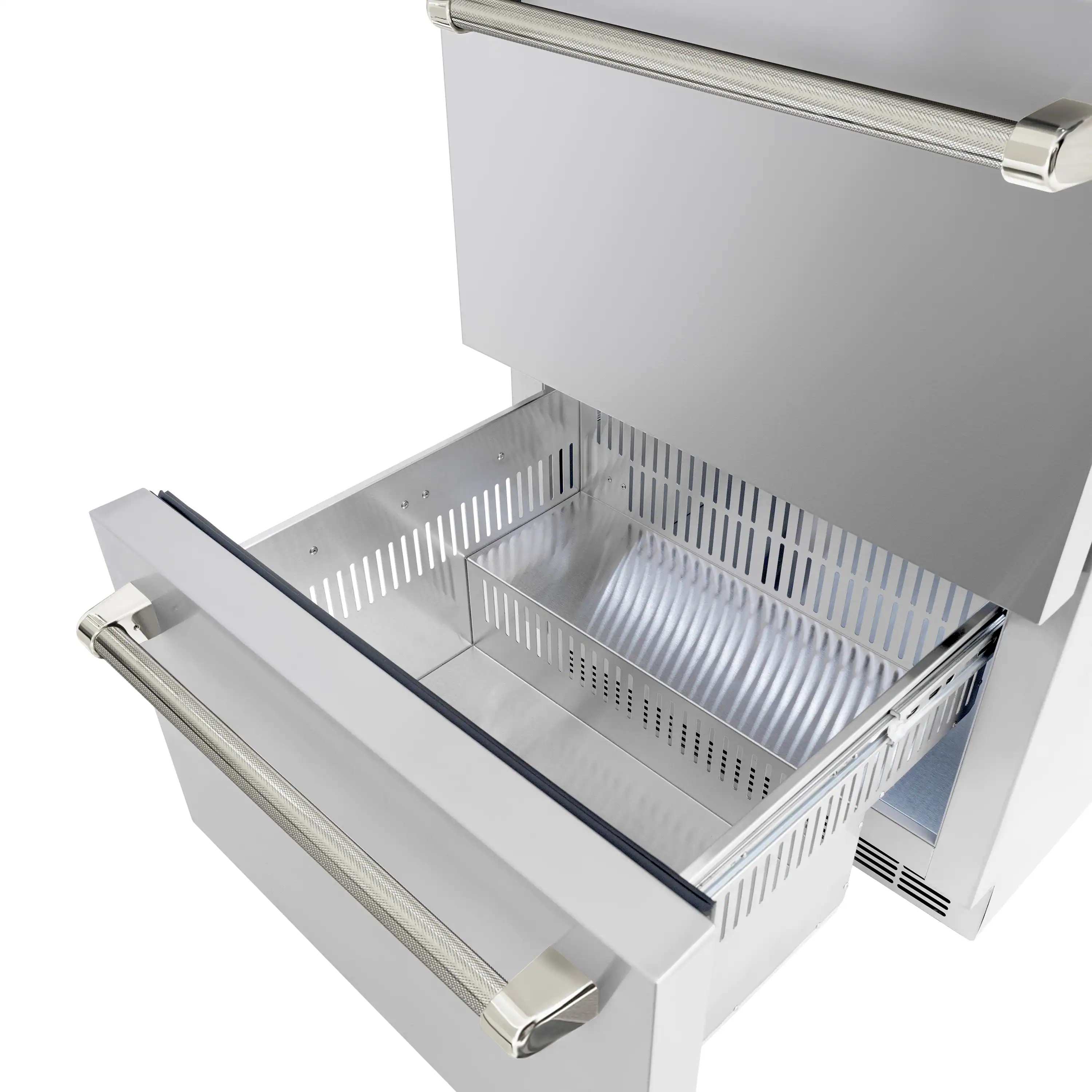 ZLINE Autograph 24-Inch Touchstone Refrigerator Drawer with Steel Doors & Nickel Helix Handles (RDSOZ-ST-24-KPN) - Image 8
